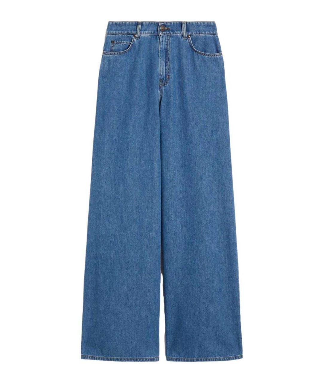 WEEKEND MAX MARA Синие хлопко-полиэстеровые прямые джинсы, фото 1