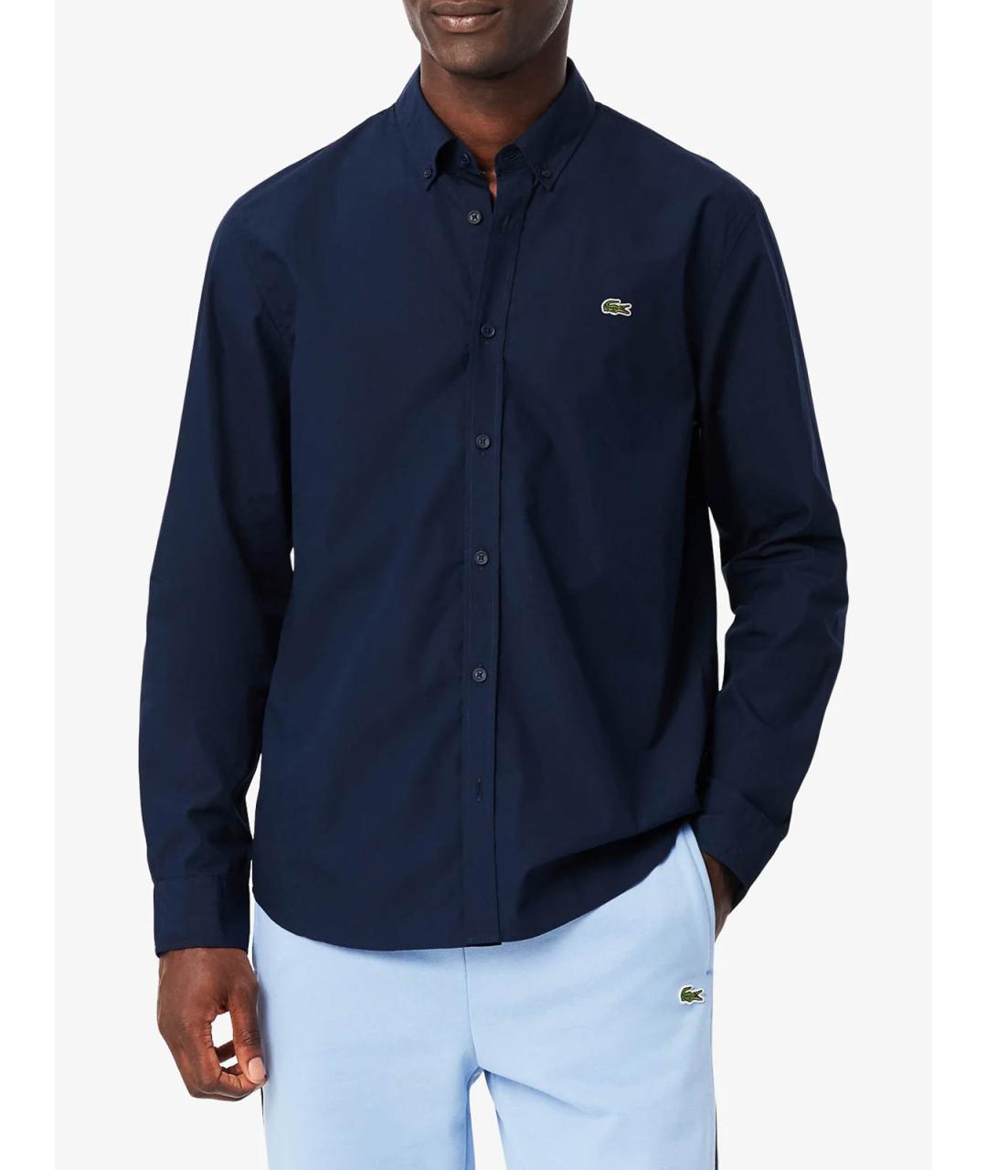 LACOSTE Синяя хлопковая кэжуал рубашка, фото 5