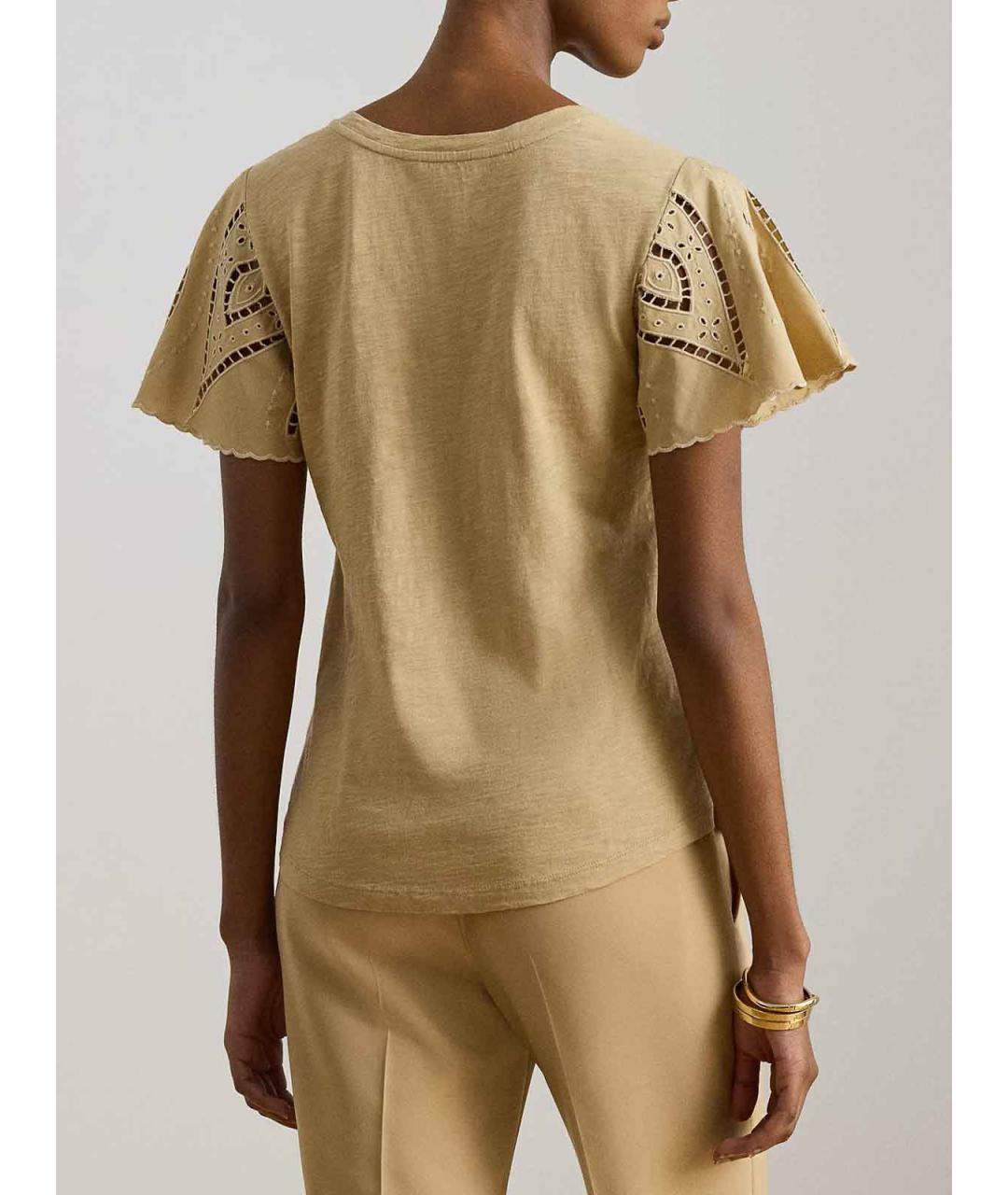 RALPH LAUREN Бежевая хлопковая футболка, фото 4