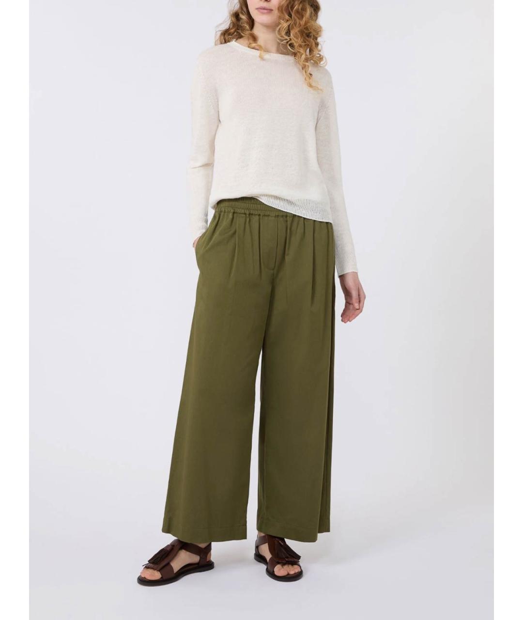 WEEKEND MAX MARA Зеленые вискозные брюки широкие, фото 5