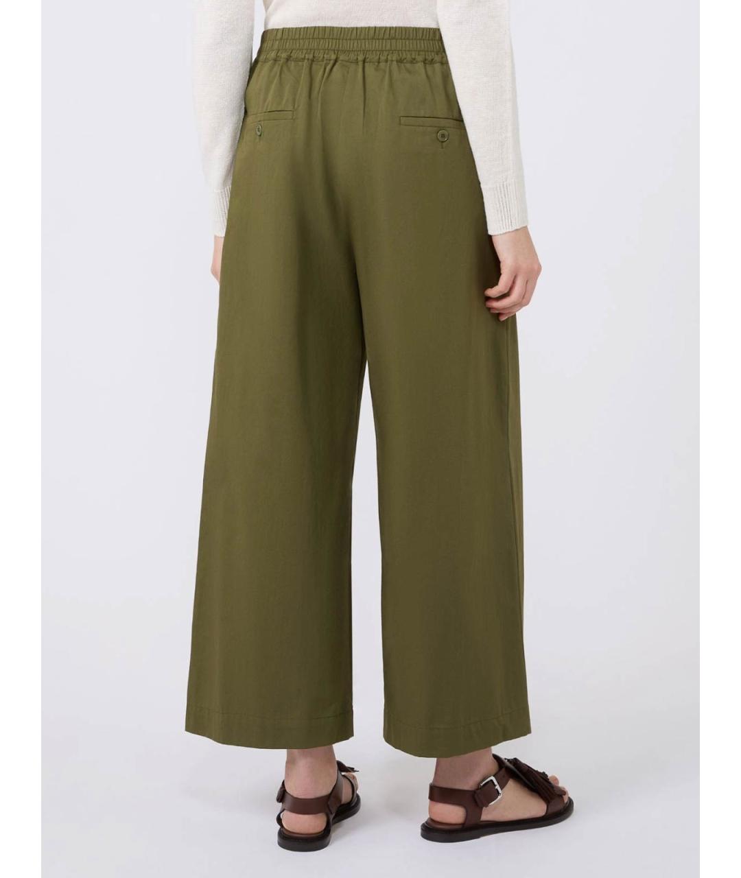 WEEKEND MAX MARA Зеленые вискозные брюки широкие, фото 3