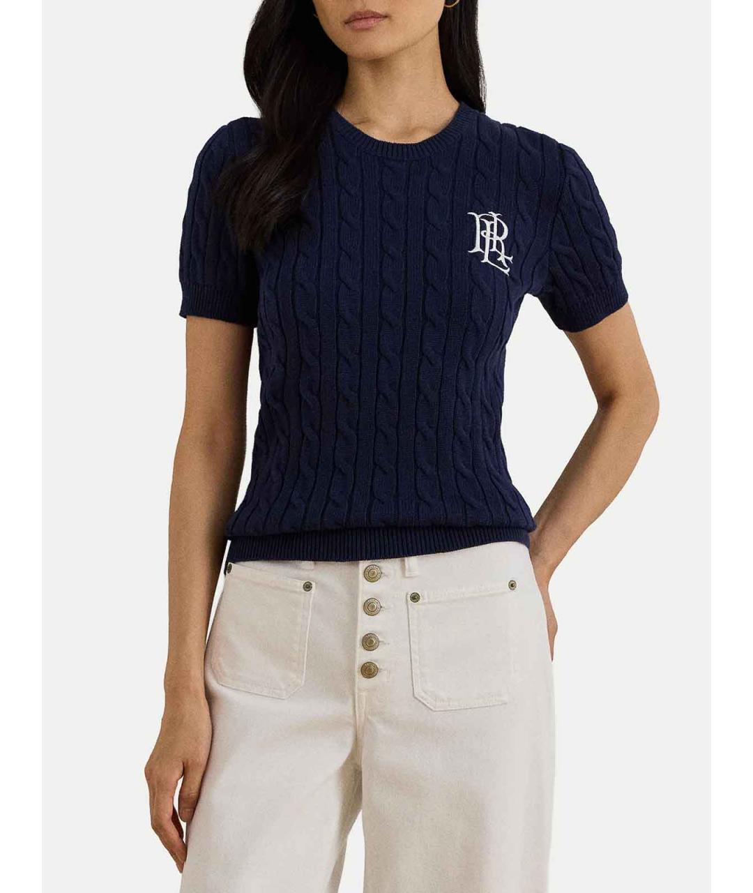 RALPH LAUREN Темно-синий хлопковый джемпер / свитер, фото 5