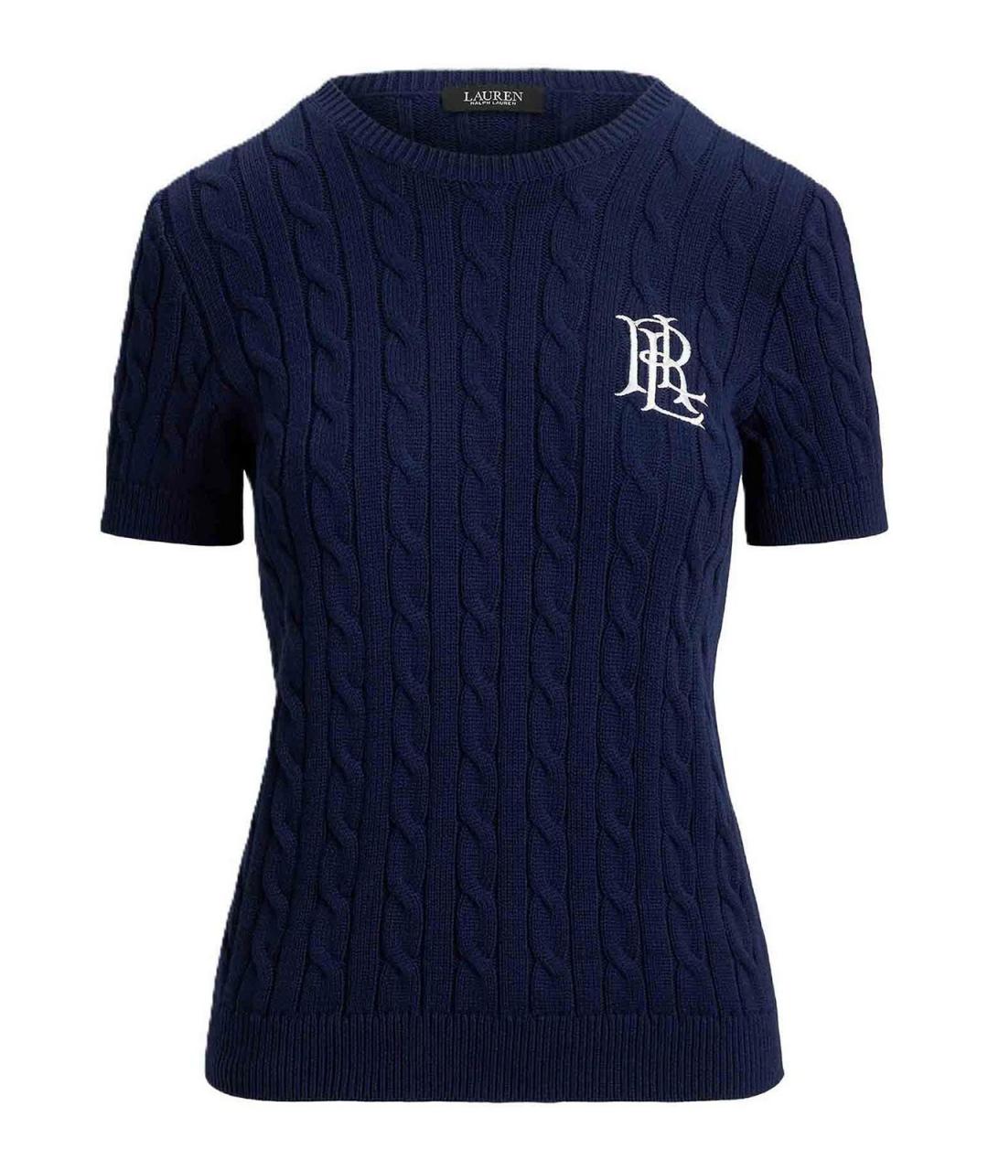 RALPH LAUREN Темно-синий хлопковый джемпер / свитер, фото 1