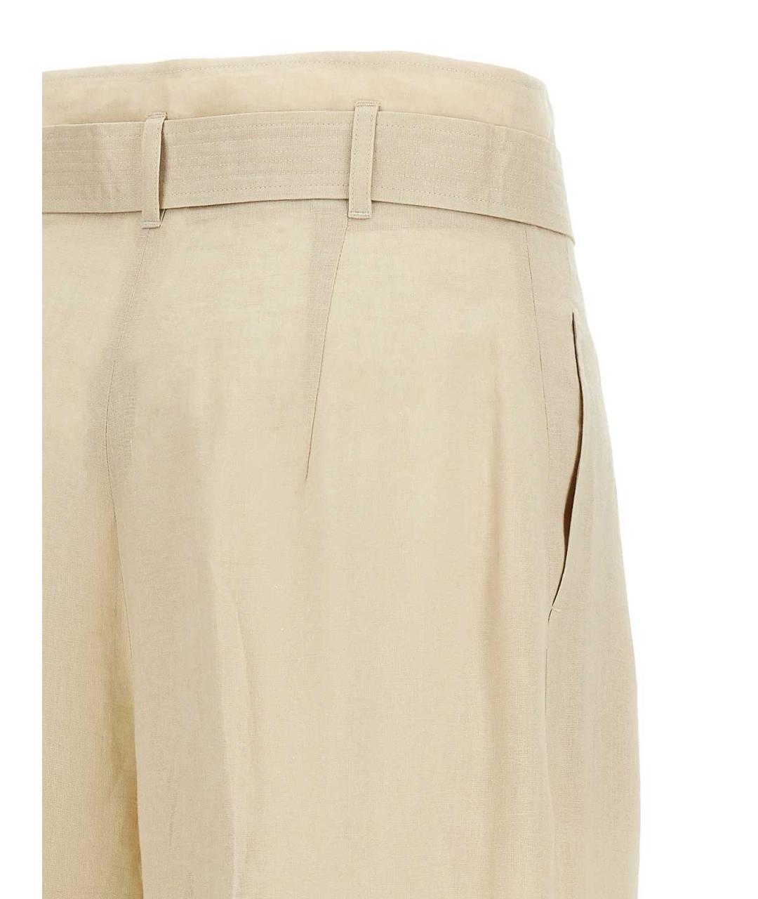 MAX MARA STUDIO Бежевые шерстяные прямые брюки, фото 4