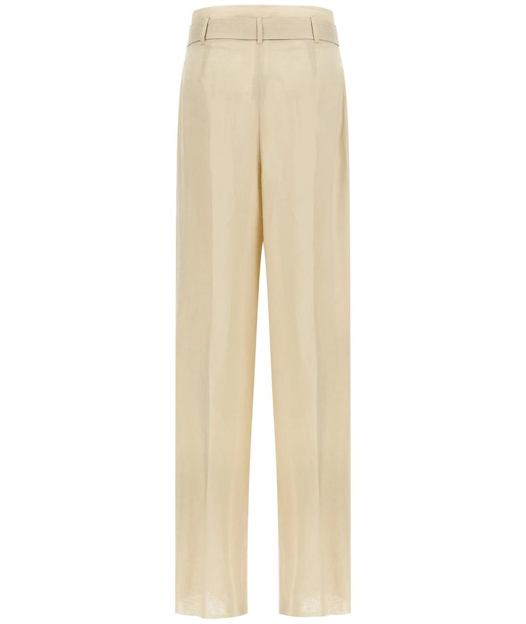 MAX MARA STUDIO Бежевые шерстяные прямые брюки, фото 2