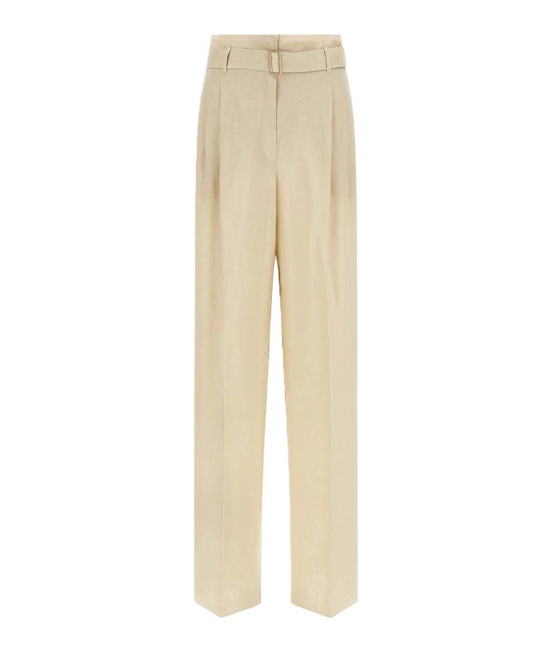 MAX MARA STUDIO Бежевые шерстяные прямые брюки, фото 1