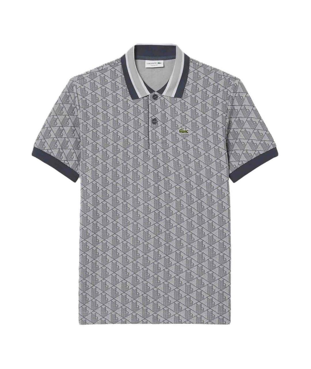 LACOSTE Серое хлопко-полиэстеровое поло с коротким рукавом, фото 1