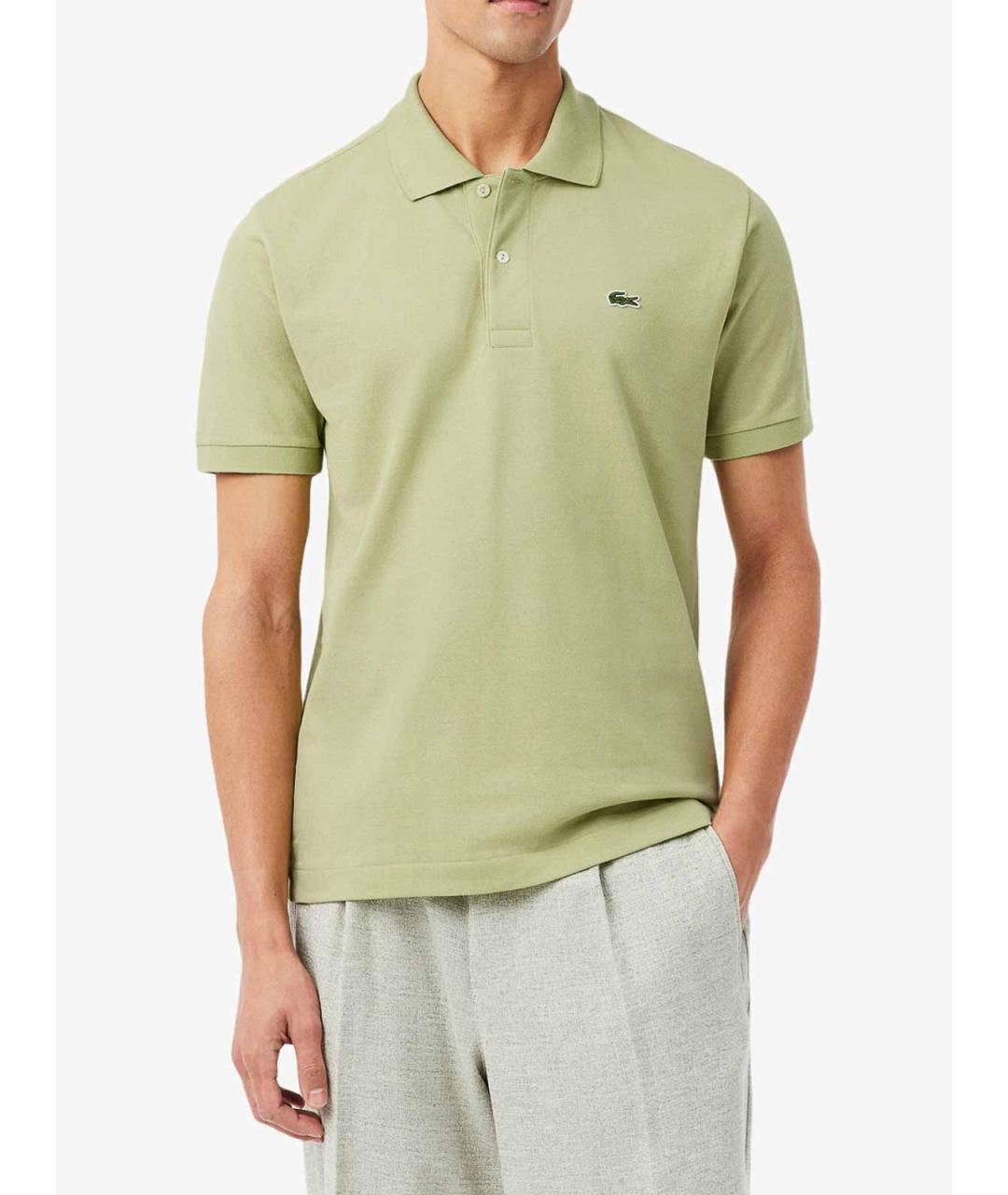 LACOSTE Салатовое хлопковое поло с коротким рукавом, фото 2