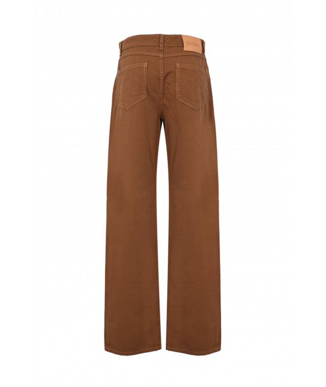 MAX MARA STUDIO Коричневые хлопковые прямые джинсы, фото 2