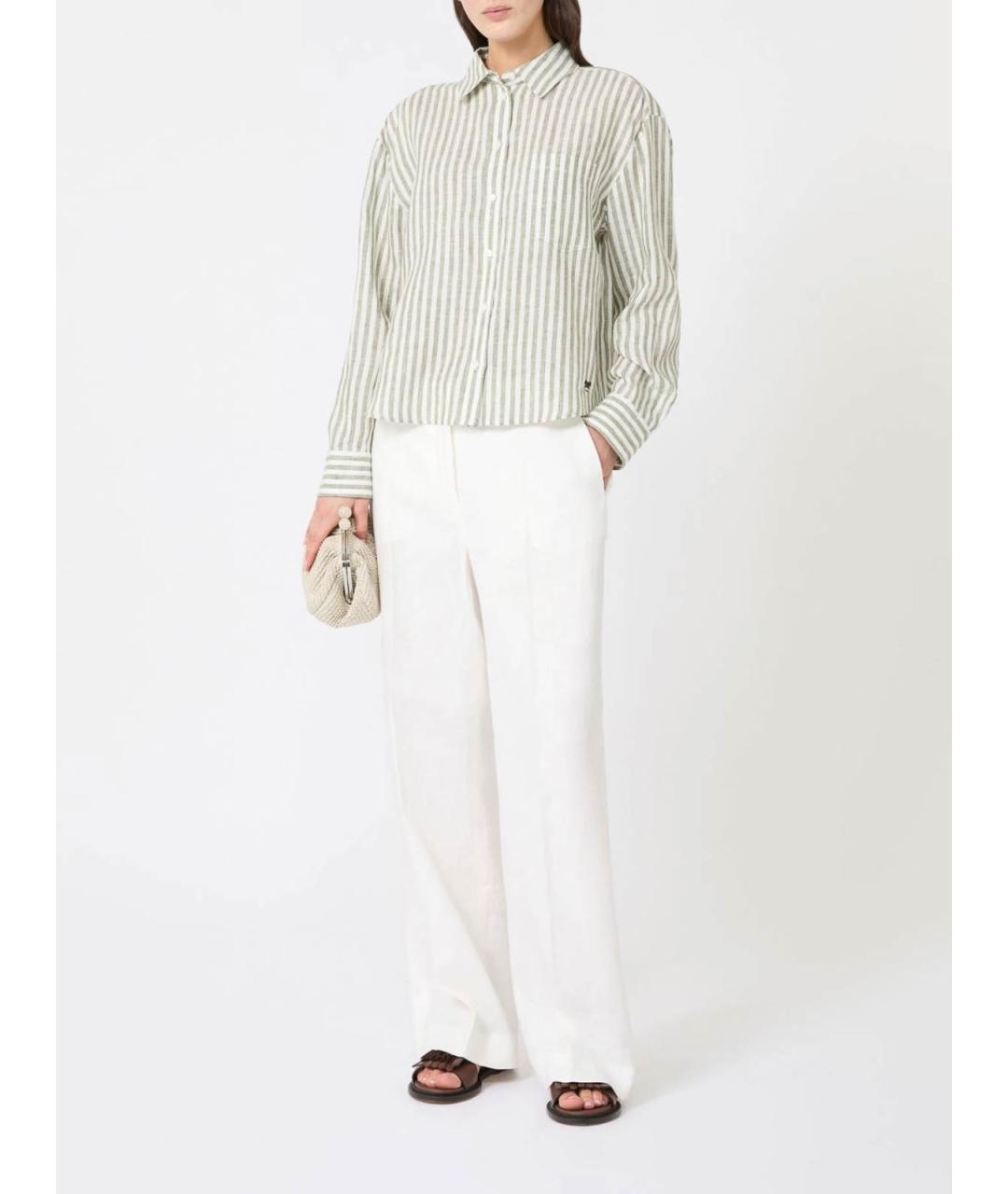 WEEKEND MAX MARA Белые льняные прямые брюки, фото 4