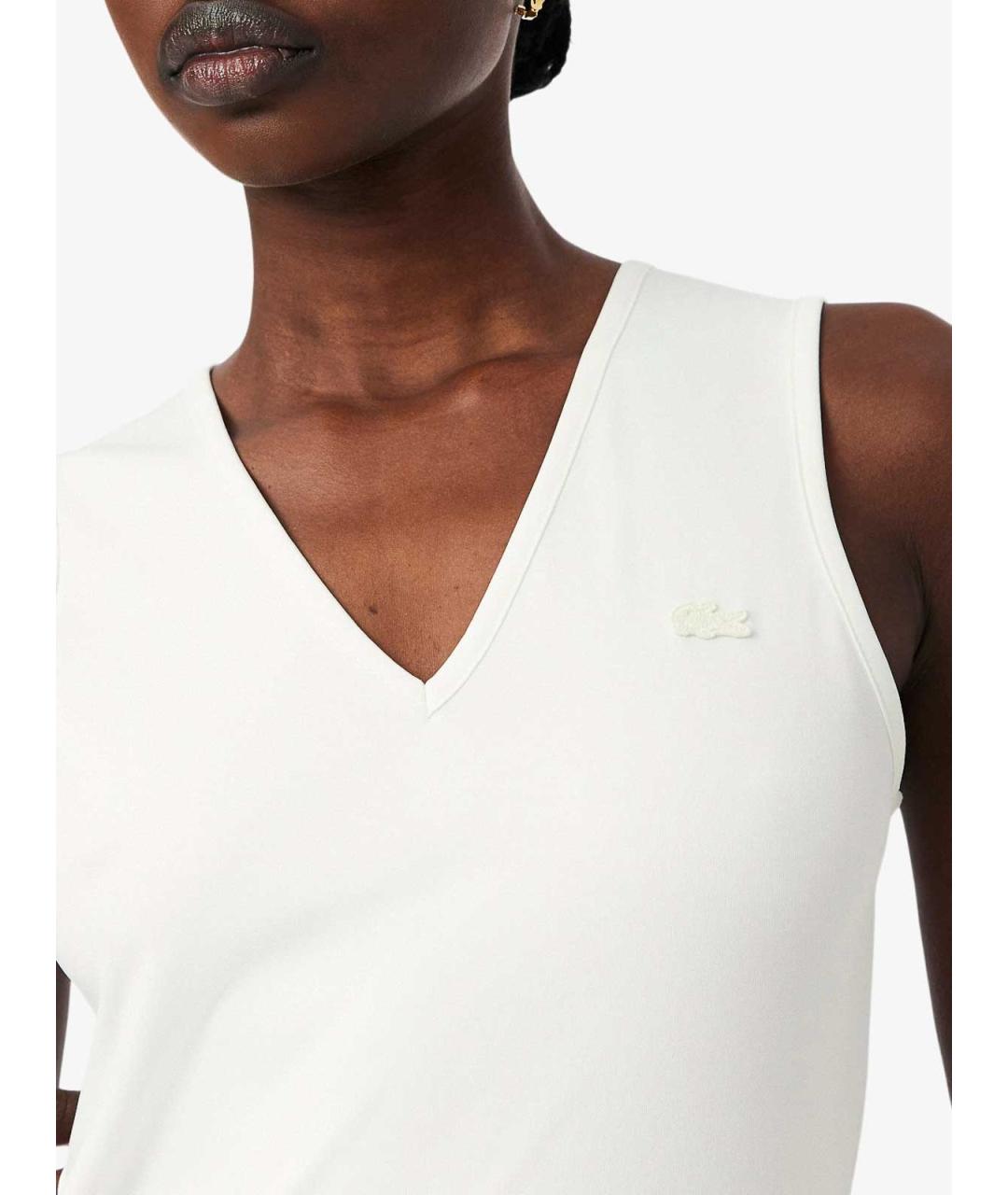 LACOSTE Белое полиэстеровое повседневное платье, фото 5