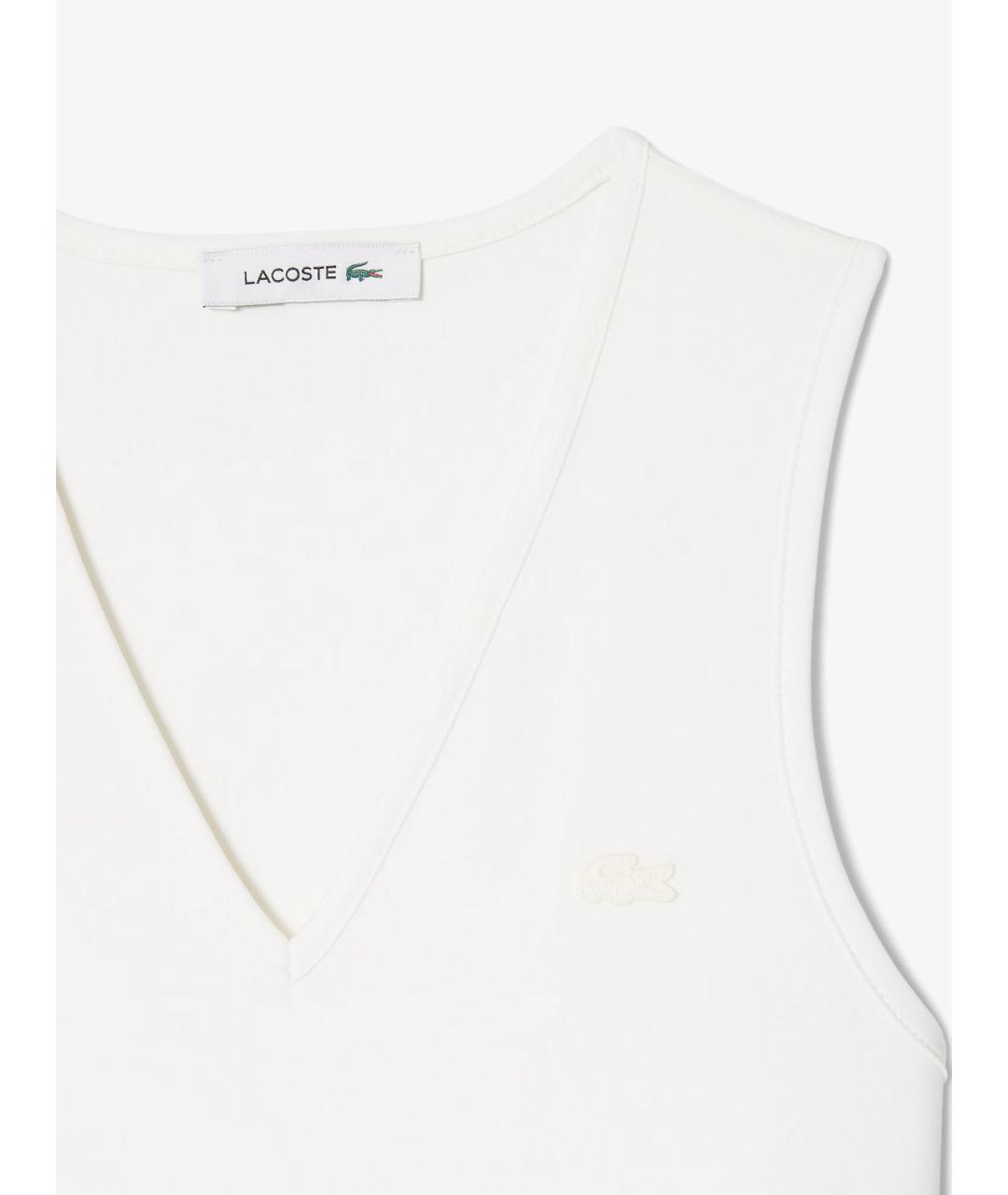 LACOSTE Белое полиэстеровое повседневное платье, фото 2