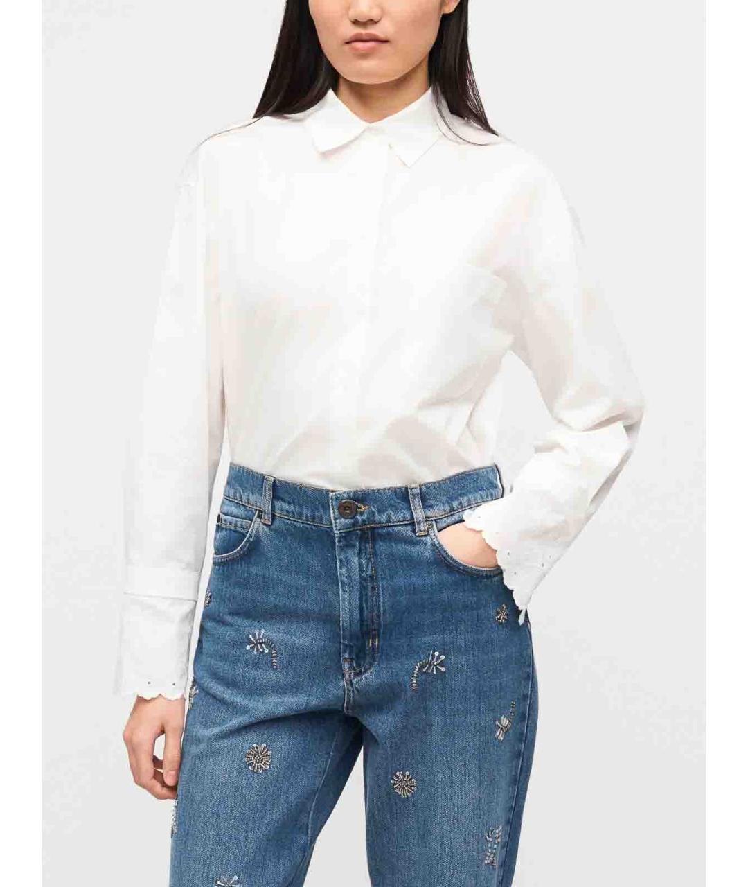 WEEKEND MAX MARA Синие хлопко-полиэстеровые прямые джинсы, фото 6