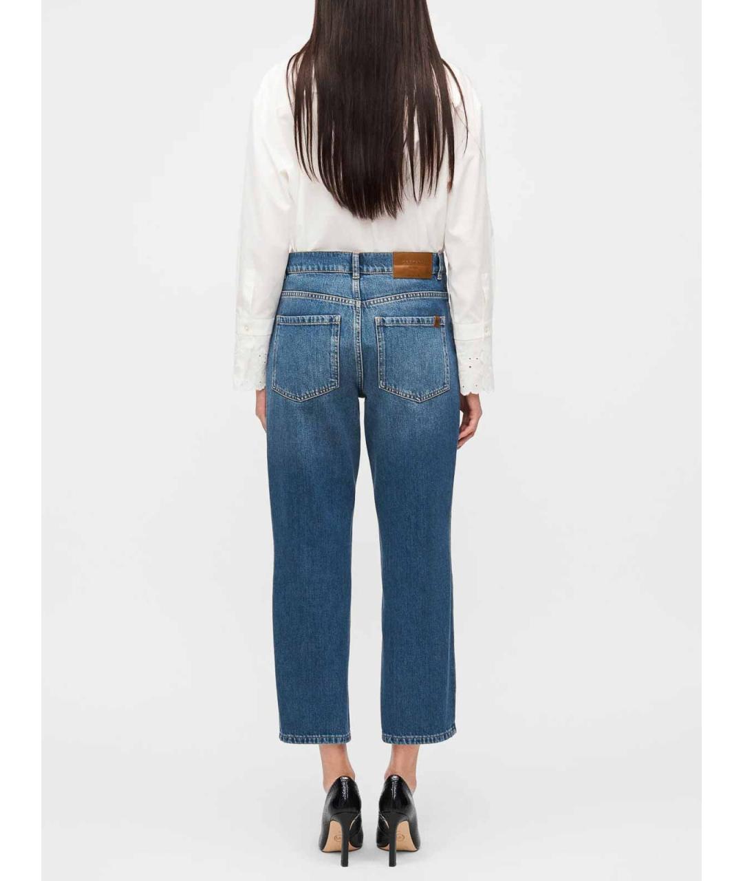 WEEKEND MAX MARA Синие хлопко-полиэстеровые прямые джинсы, фото 4