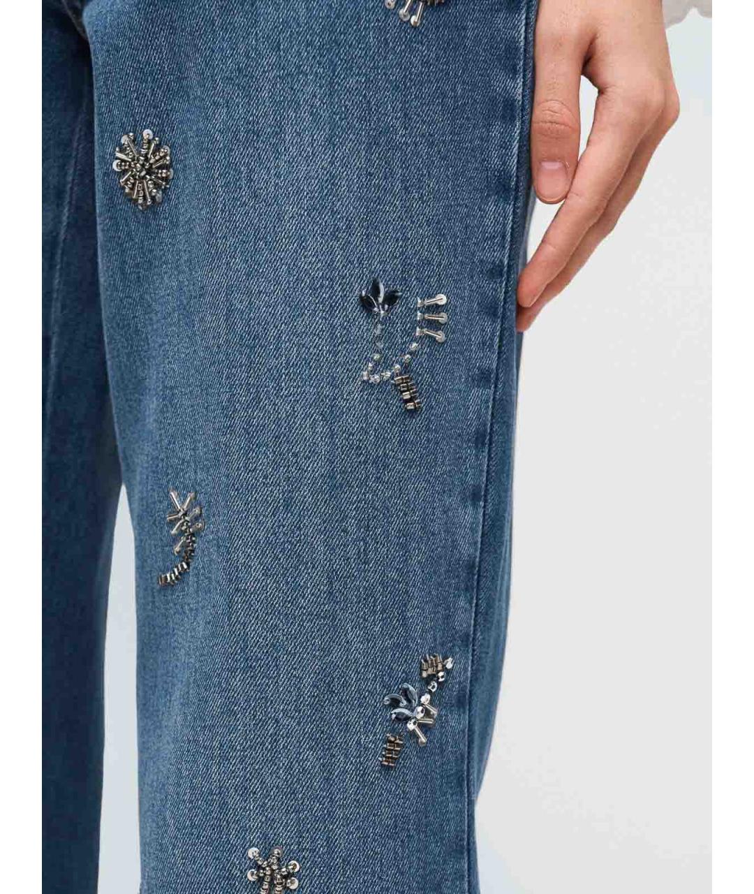 WEEKEND MAX MARA Синие хлопко-полиэстеровые прямые джинсы, фото 2