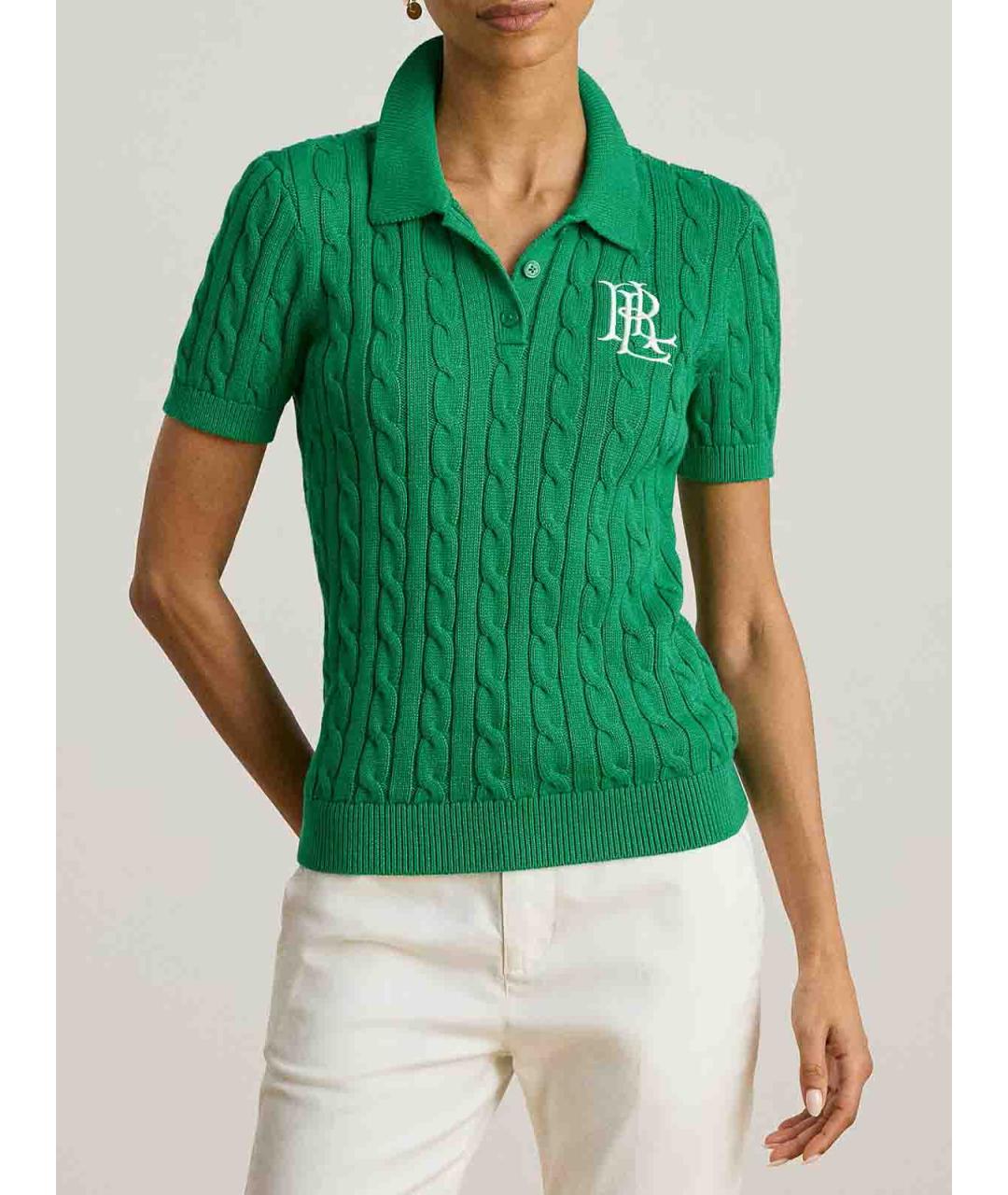 RALPH LAUREN Зеленый хлопковый джемпер / свитер, фото 2