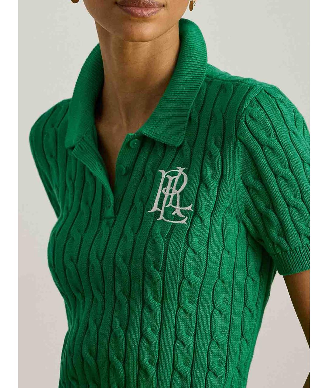 RALPH LAUREN Зеленый хлопковый джемпер / свитер, фото 5