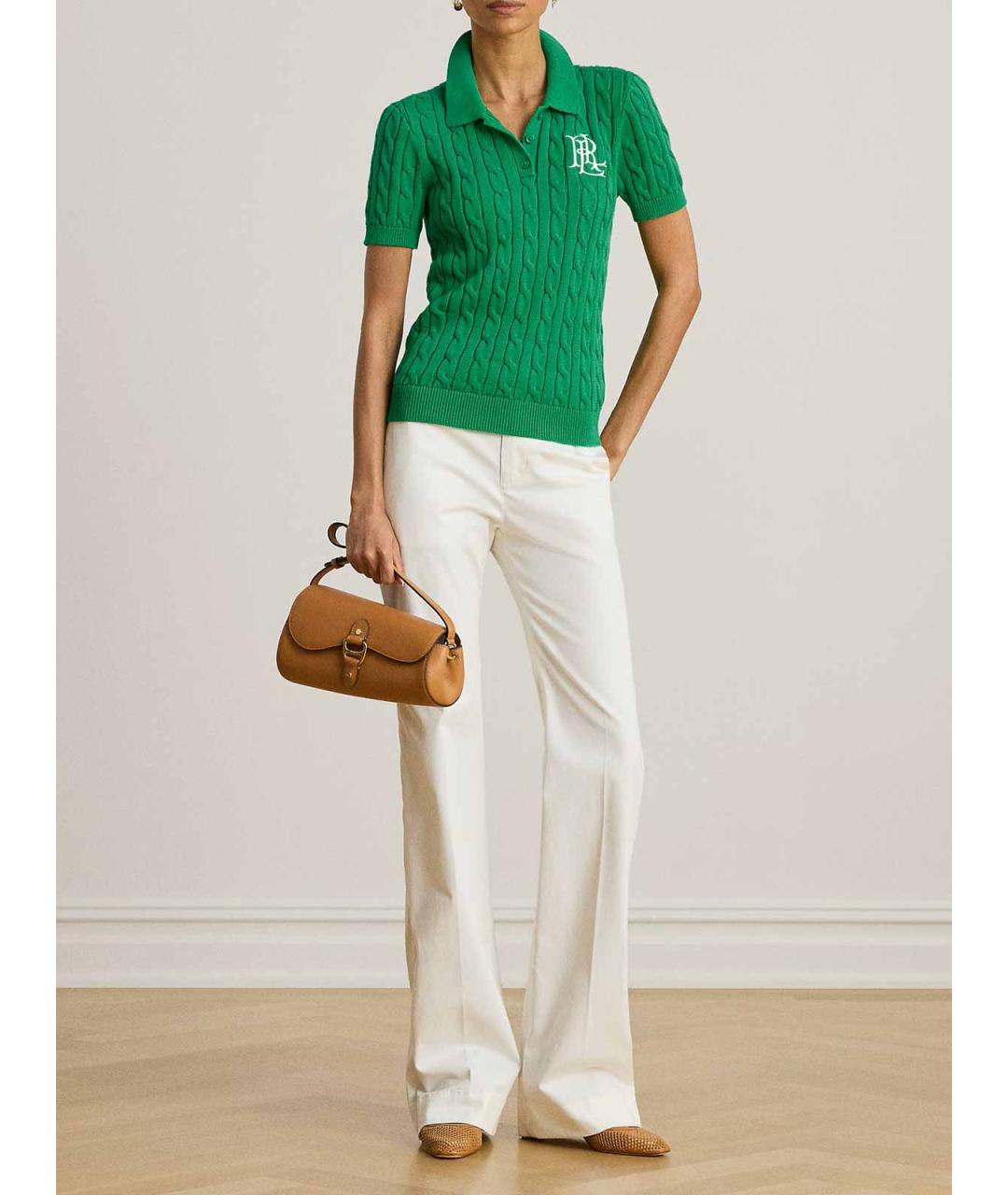 RALPH LAUREN Зеленый хлопковый джемпер / свитер, фото 3