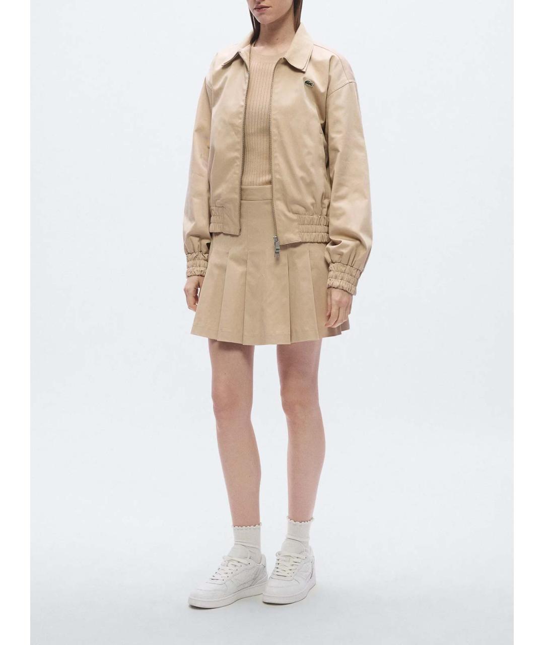 LACOSTE Бежевая хлопковая юбка мини, фото 5