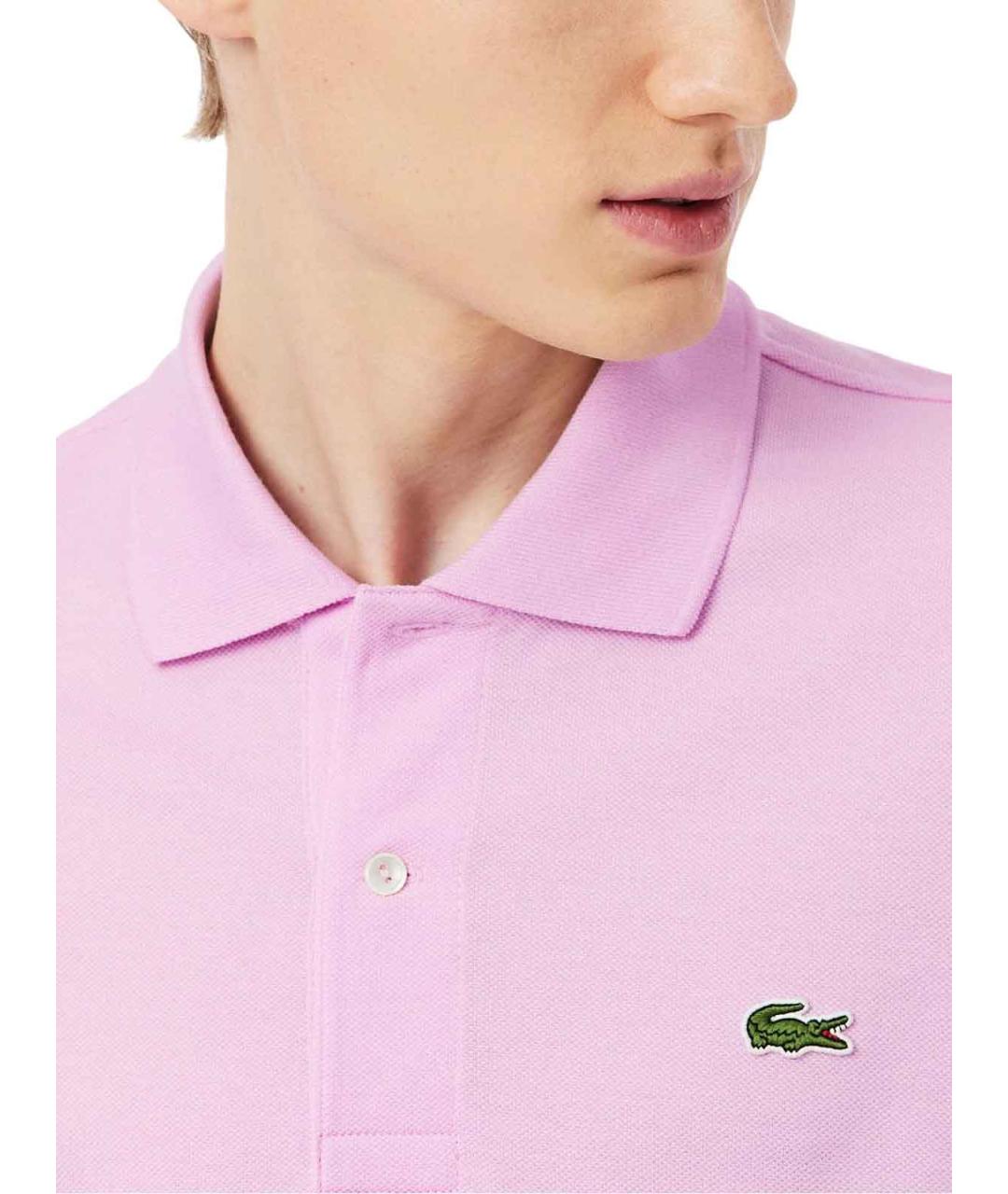 LACOSTE Розовое хлопковое поло с коротким рукавом, фото 4