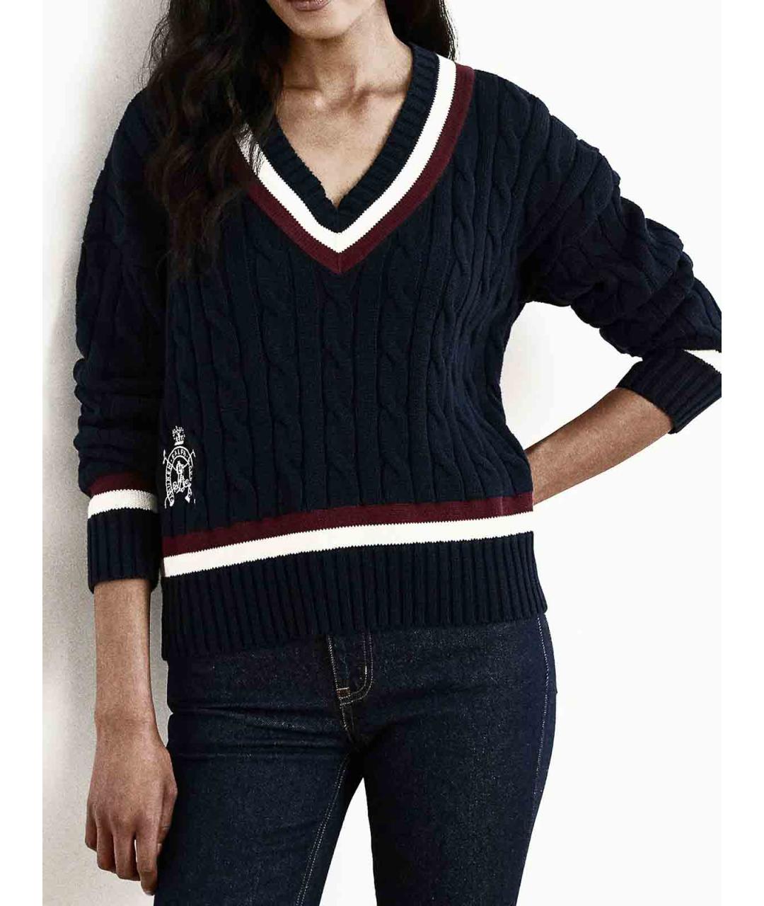 RALPH LAUREN Темно-синий хлопковый джемпер / свитер, фото 2