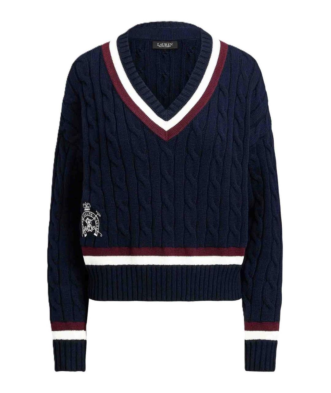 RALPH LAUREN Темно-синий хлопковый джемпер / свитер, фото 1