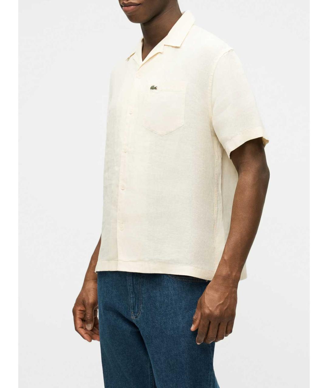 LACOSTE Бежевая льняная кэжуал рубашка, фото 5