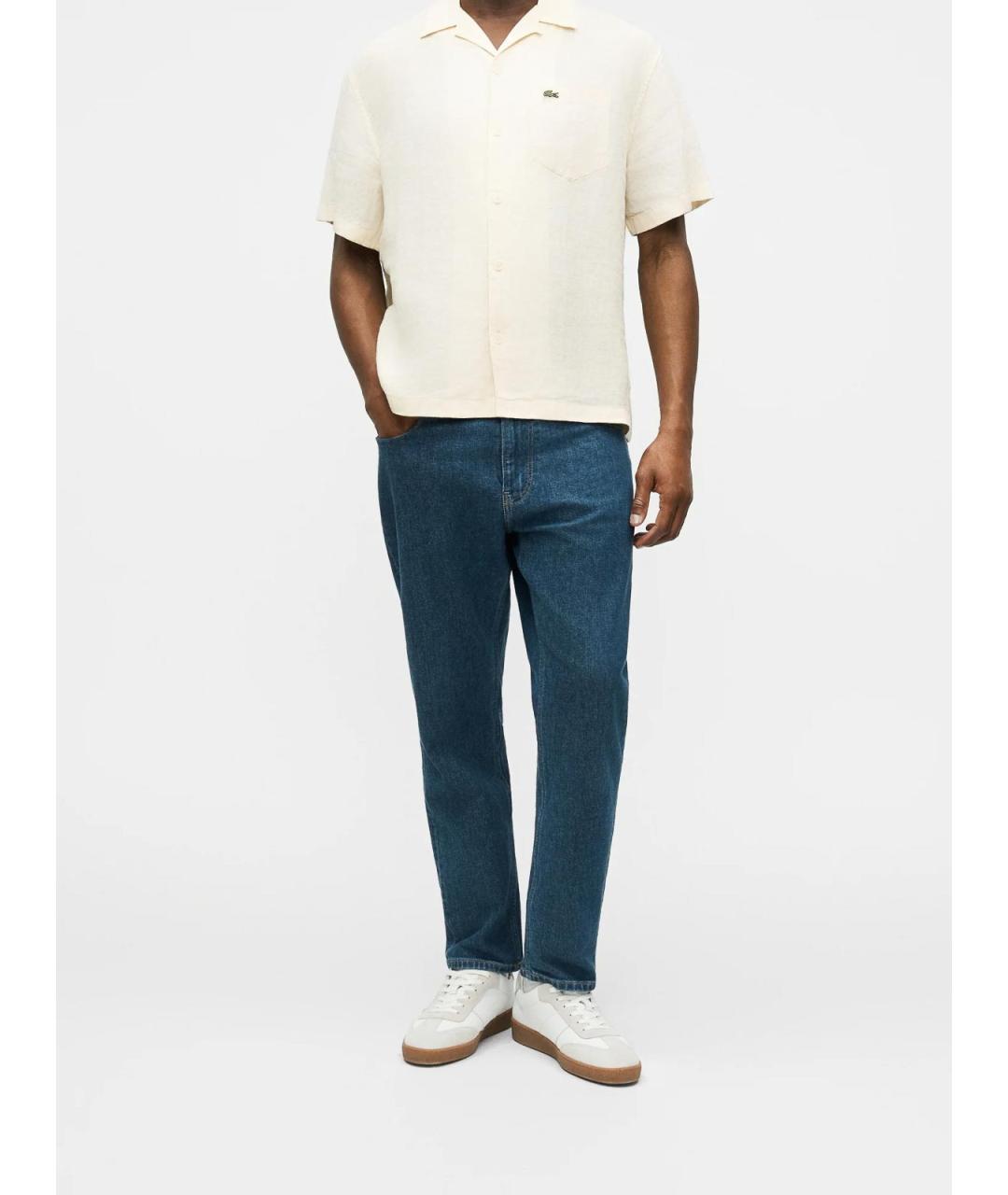 LACOSTE Бежевая льняная кэжуал рубашка, фото 3