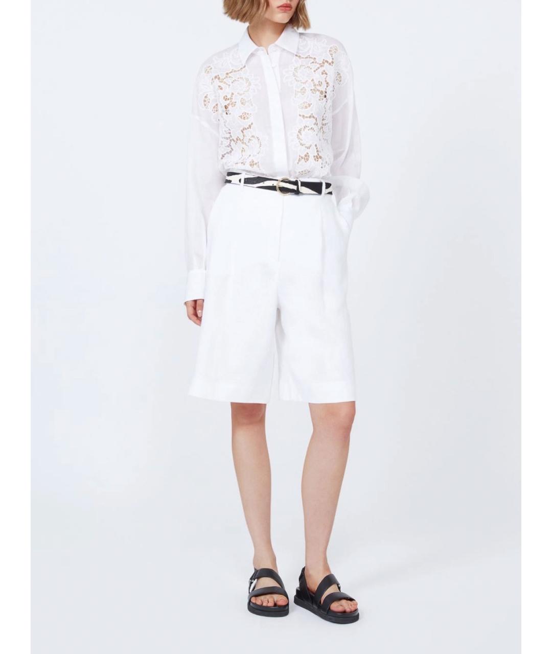 MAX MARA STUDIO Белые хлопковые шорты, фото 2