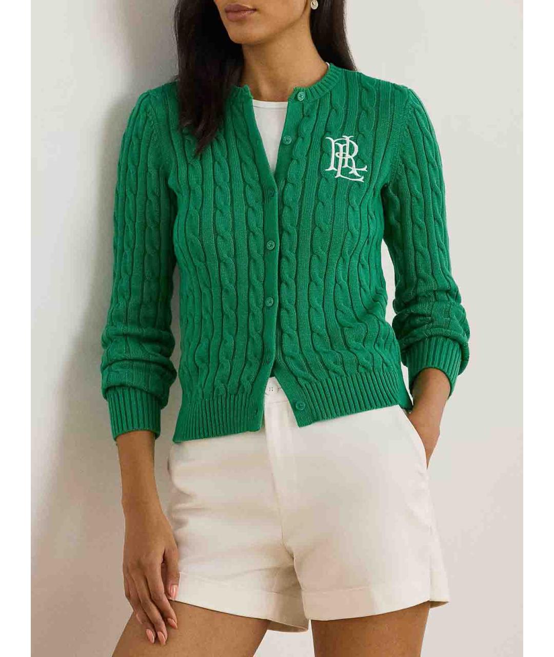RALPH LAUREN Зеленый хлопковый кардиган, фото 2