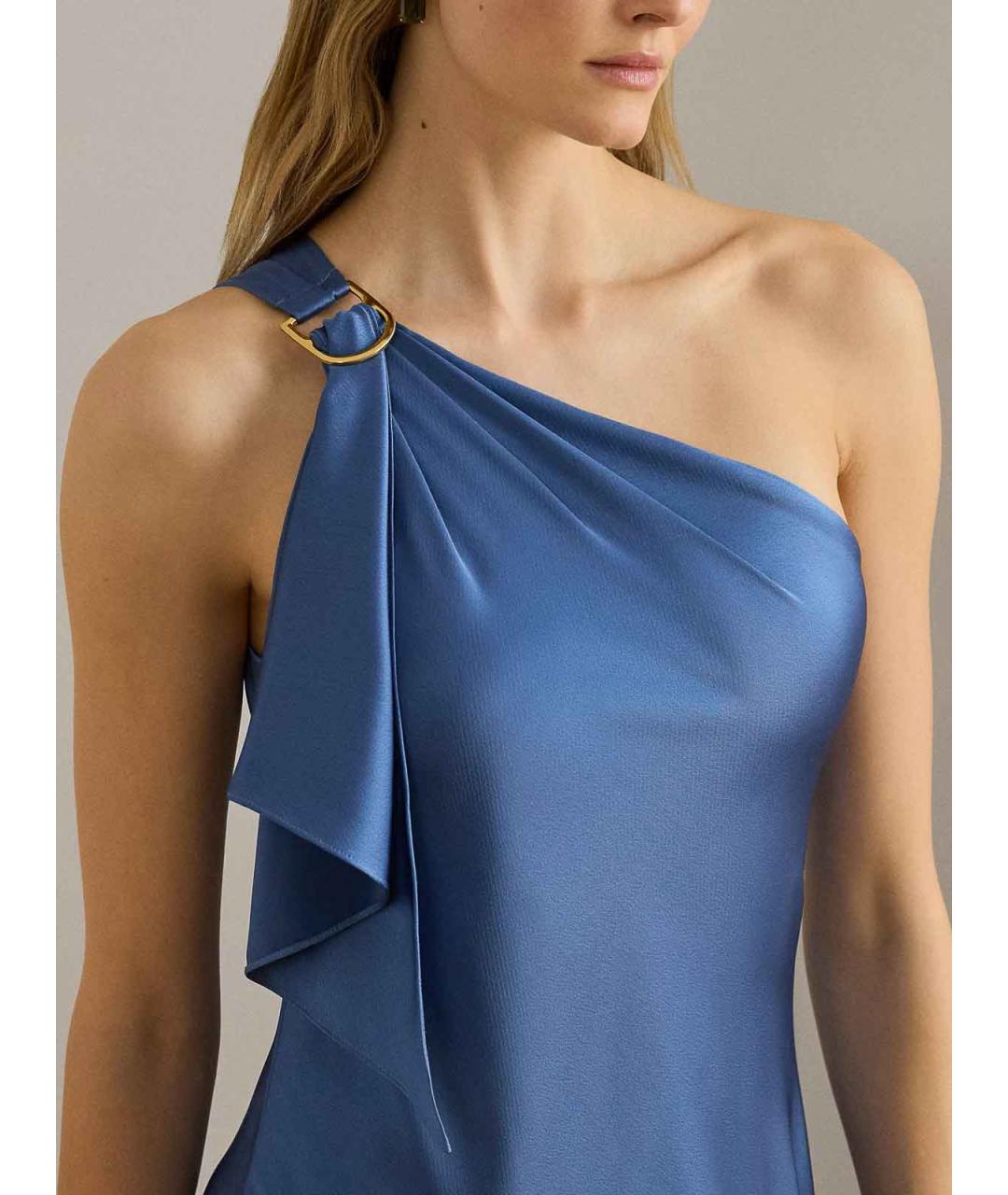 RALPH LAUREN Синее полиэстеровое вечернее платье, фото 5