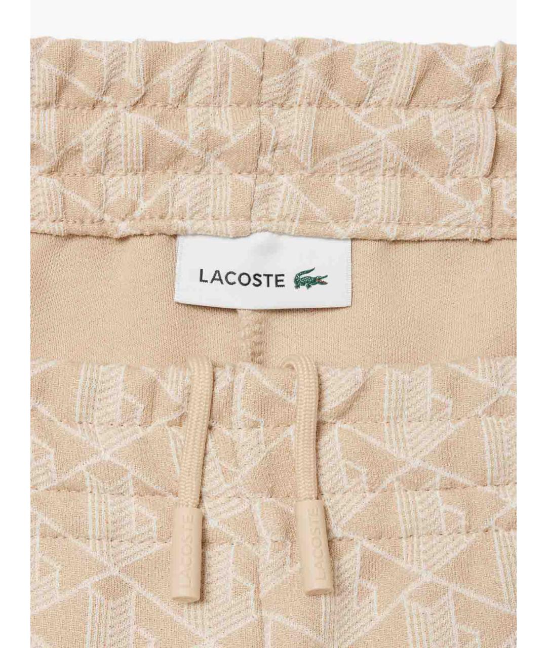 LACOSTE Бежевые полиэстеровые прямые брюки, фото 3