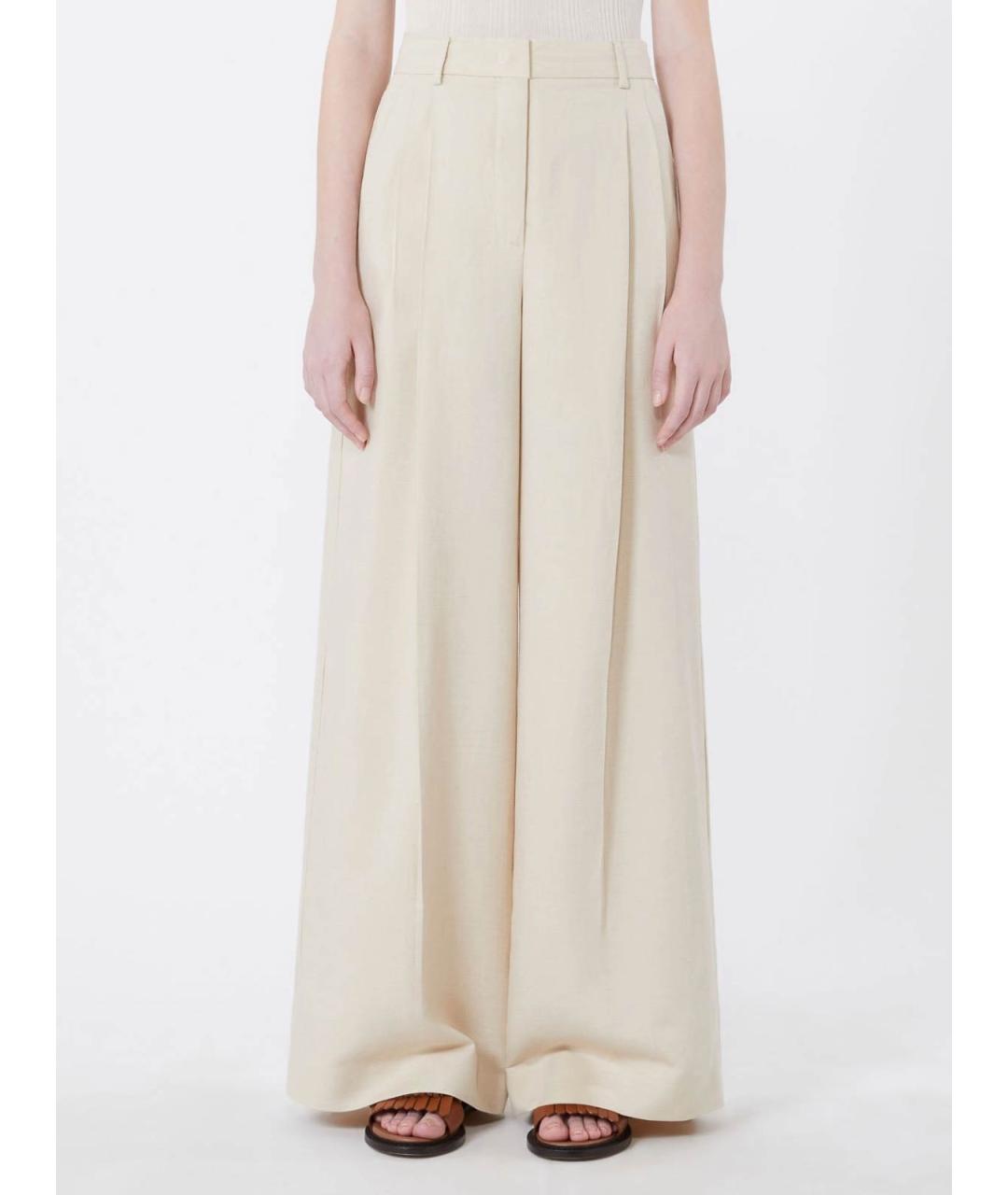 WEEKEND MAX MARA Бежевые вискозные брюки широкие, фото 3