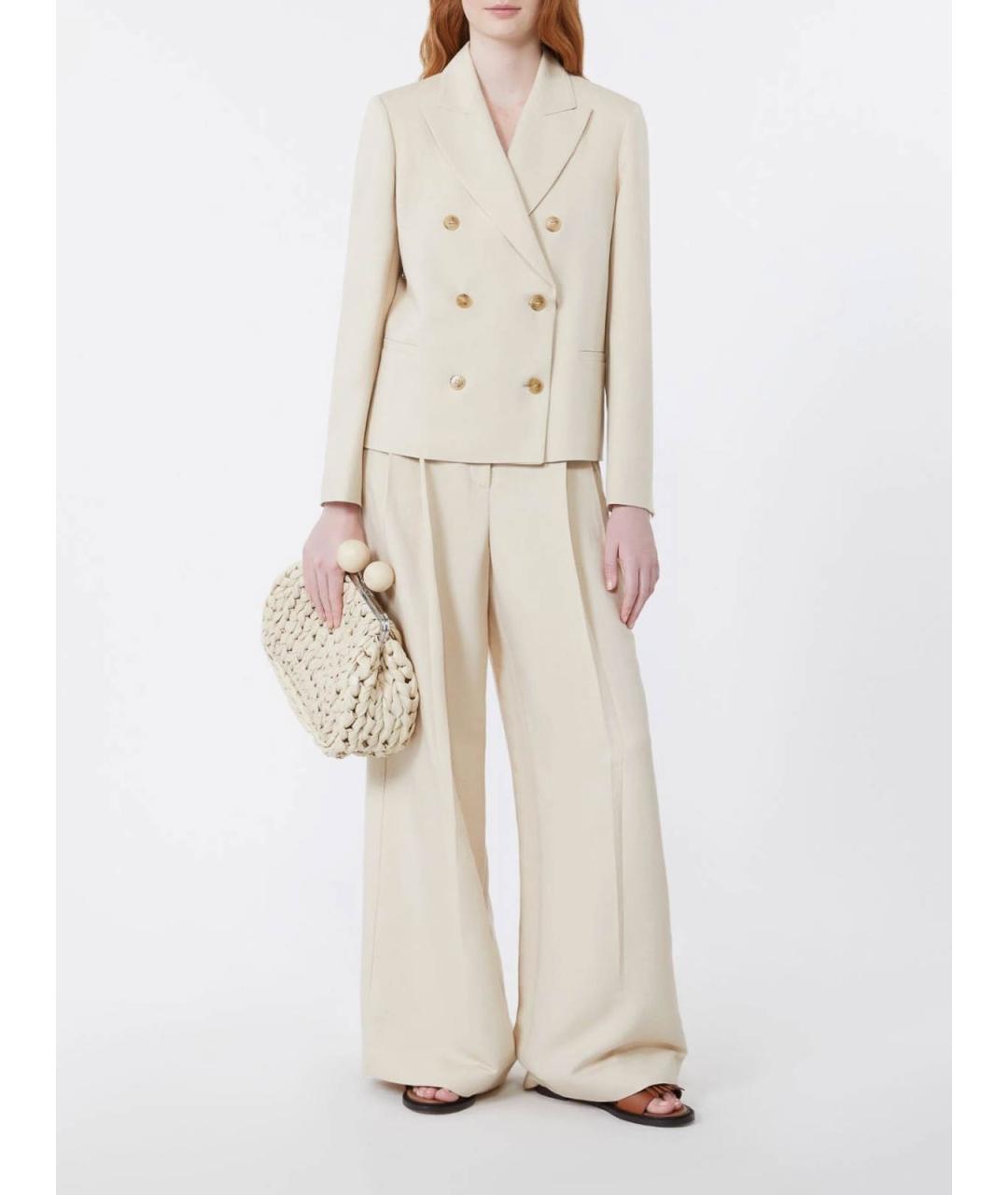 WEEKEND MAX MARA Бежевые вискозные брюки широкие, фото 4