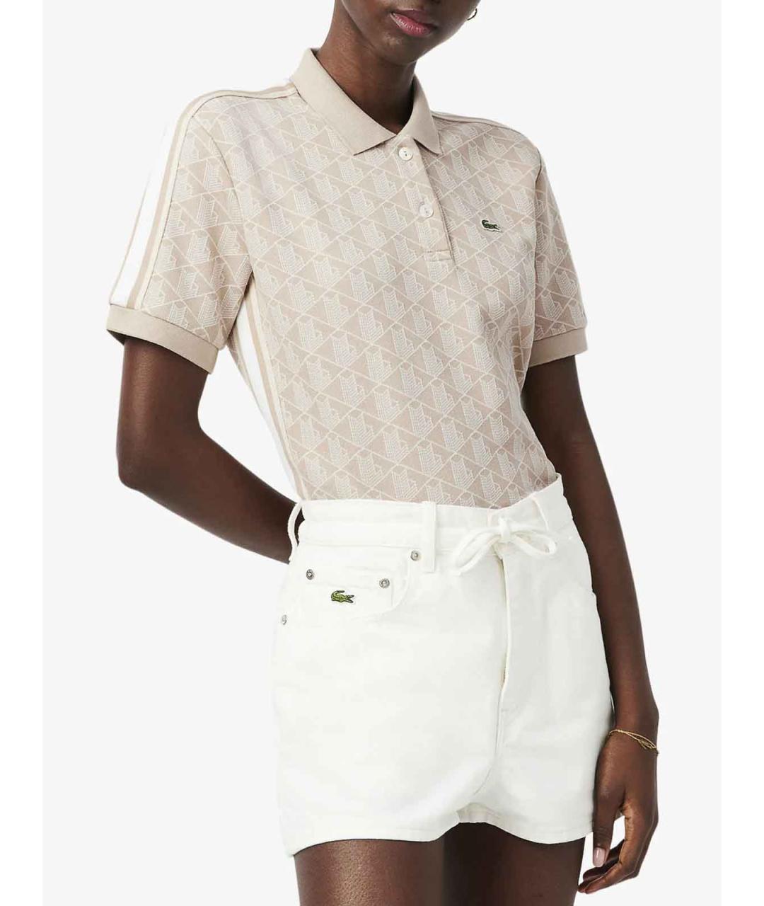 LACOSTE Бежевая полиэстеровая футболка, фото 4