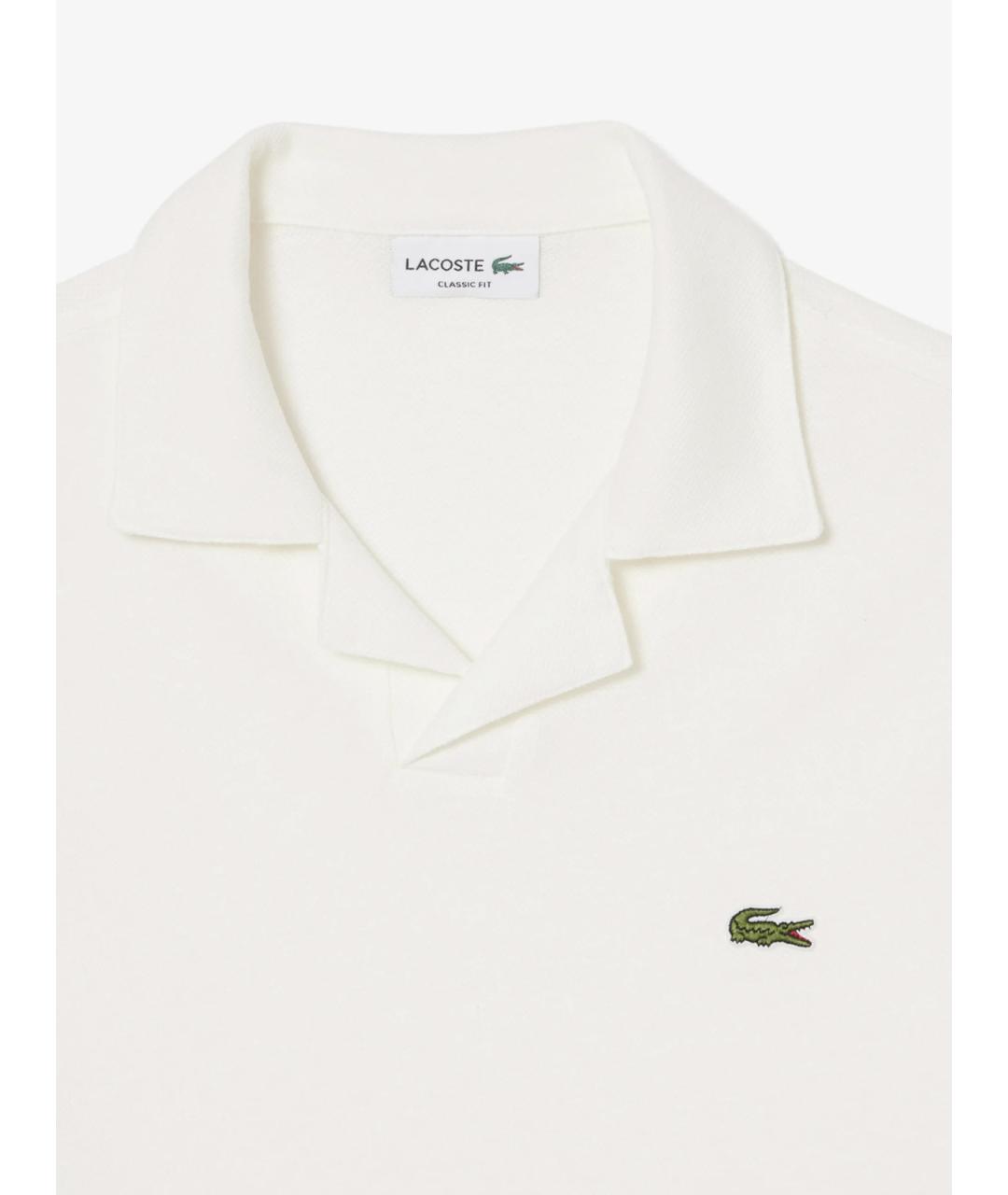 LACOSTE Белое хлопковое поло с коротким рукавом, фото 2