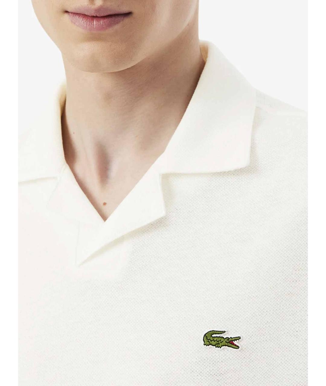 LACOSTE Белое хлопковое поло с коротким рукавом, фото 6