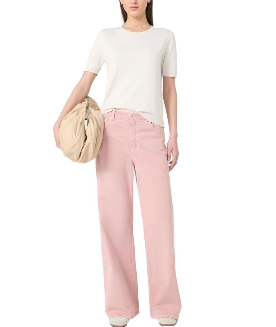 WEEKEND MAX MARA Розовые хлопковые прямые джинсы, фото 5