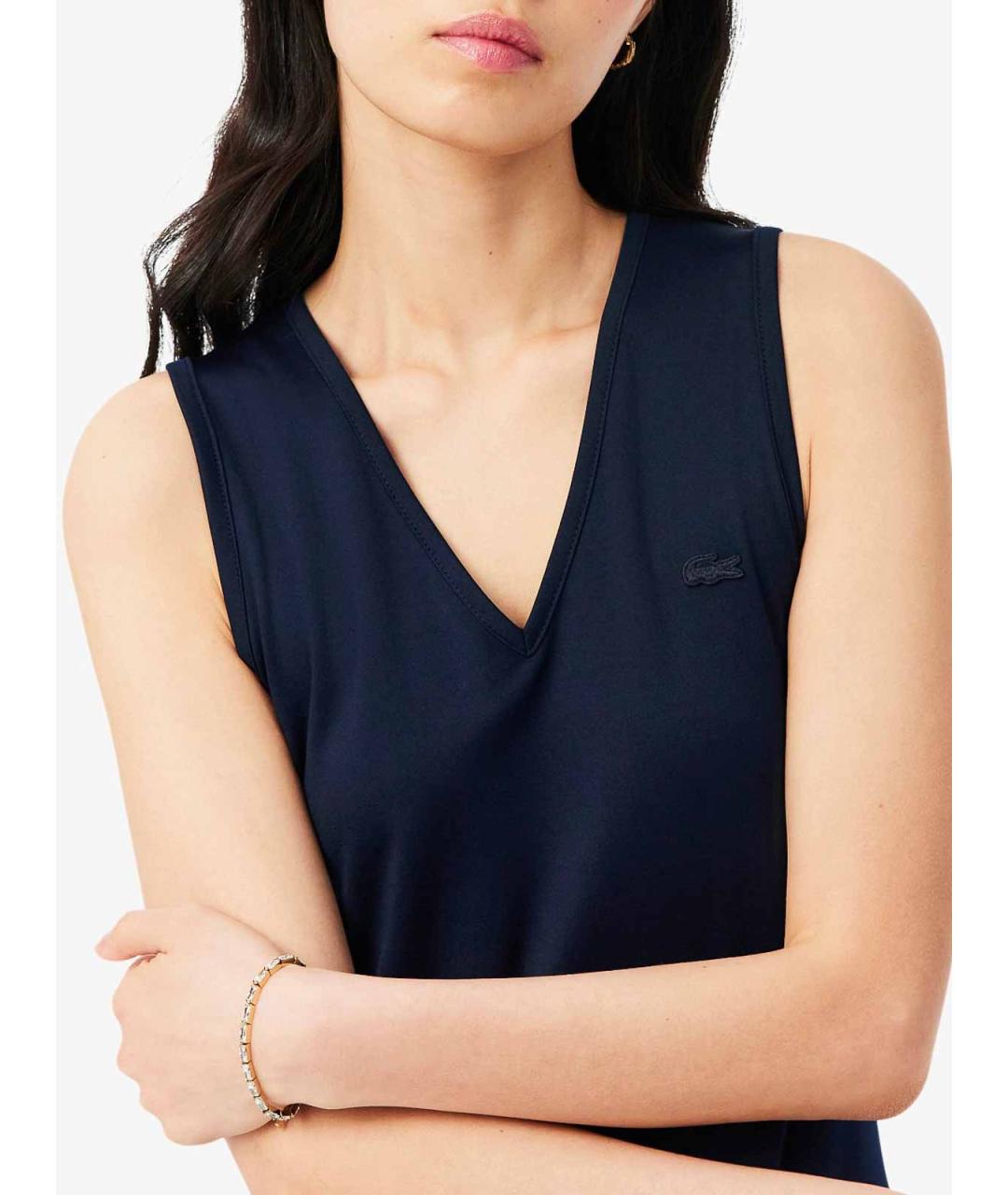 LACOSTE Синее полиэстеровое повседневное платье, фото 7