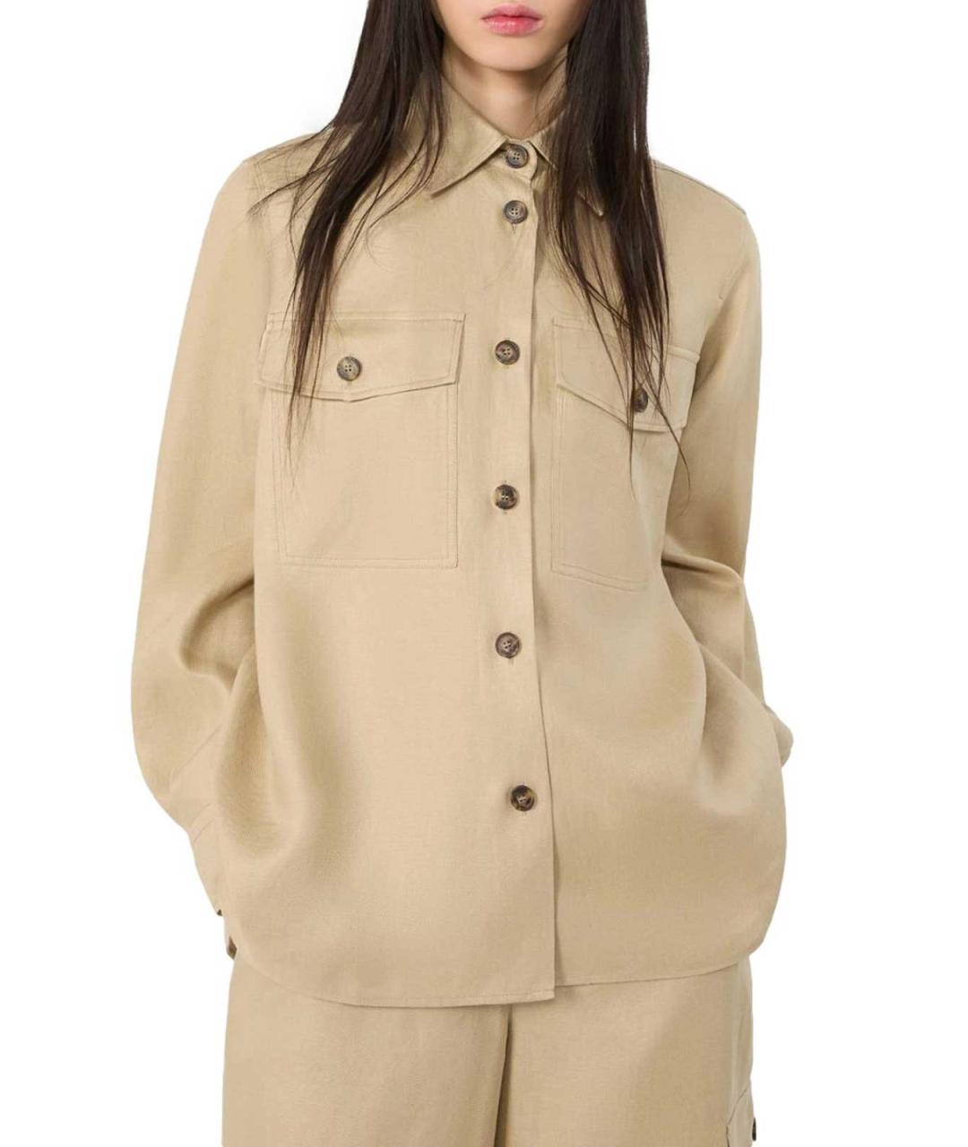 WEEKEND MAX MARA Бежевая хлопковая рубашка, фото 4