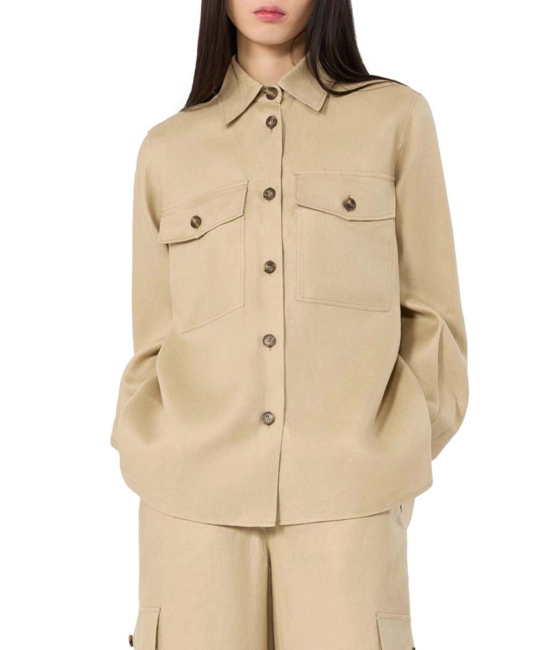 WEEKEND MAX MARA Бежевая хлопковая рубашка, фото 2