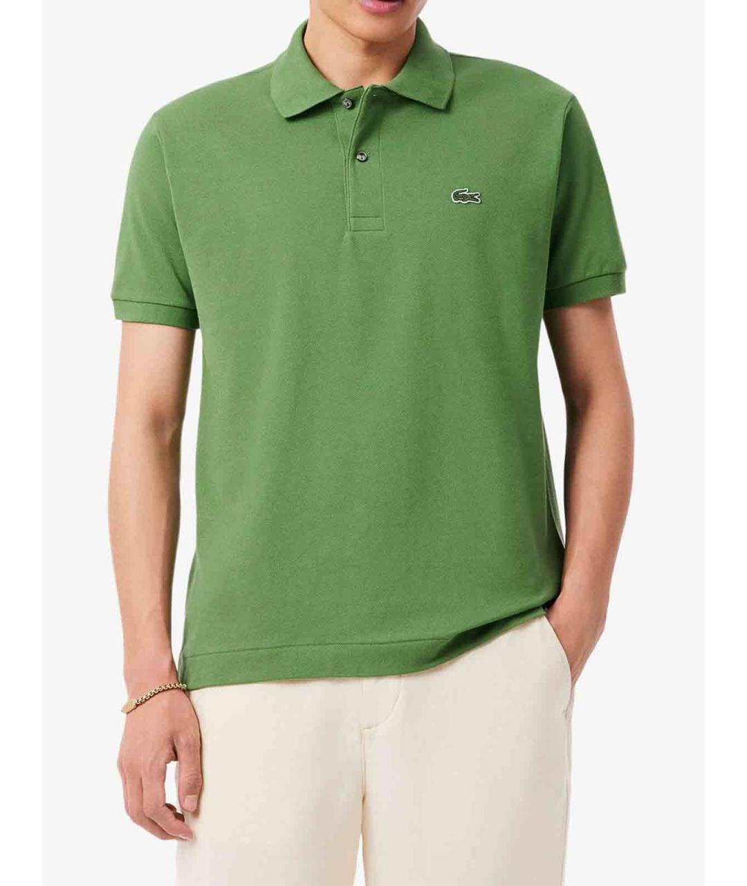 LACOSTE Салатовое хлопковое поло с коротким рукавом, фото 2