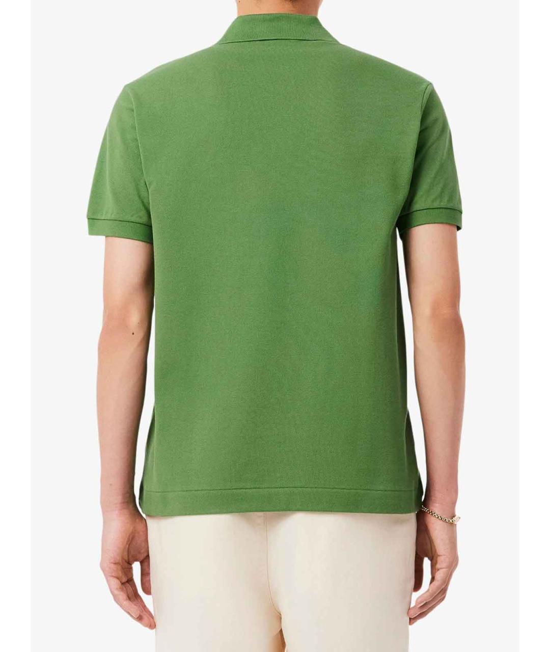 LACOSTE Салатовое хлопковое поло с коротким рукавом, фото 3