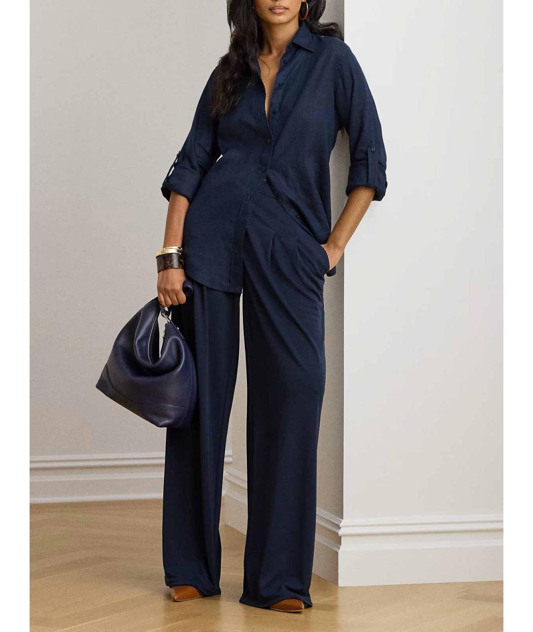 RALPH LAUREN Синяя льняная рубашка, фото 3