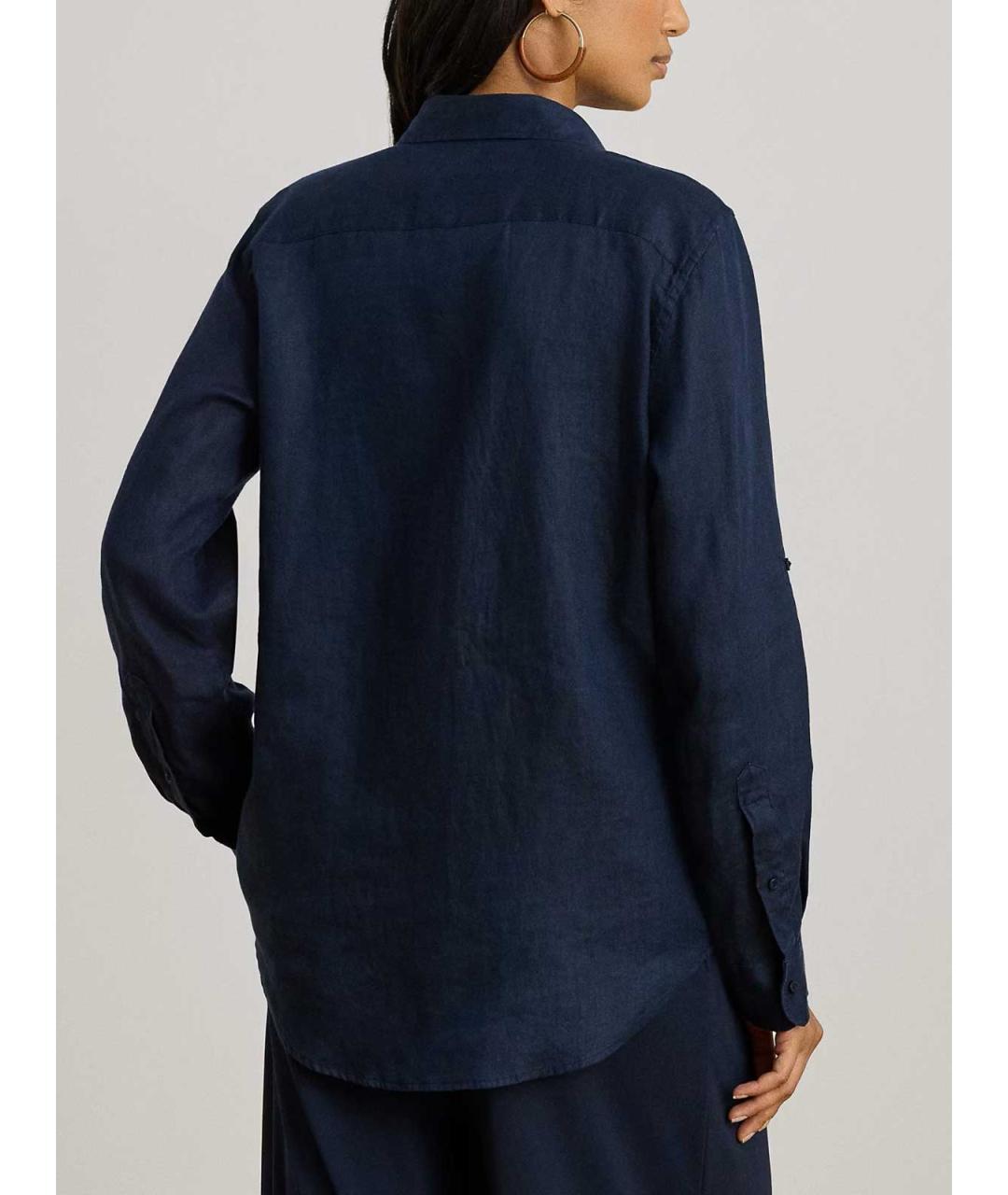 RALPH LAUREN Синяя льняная рубашка, фото 4