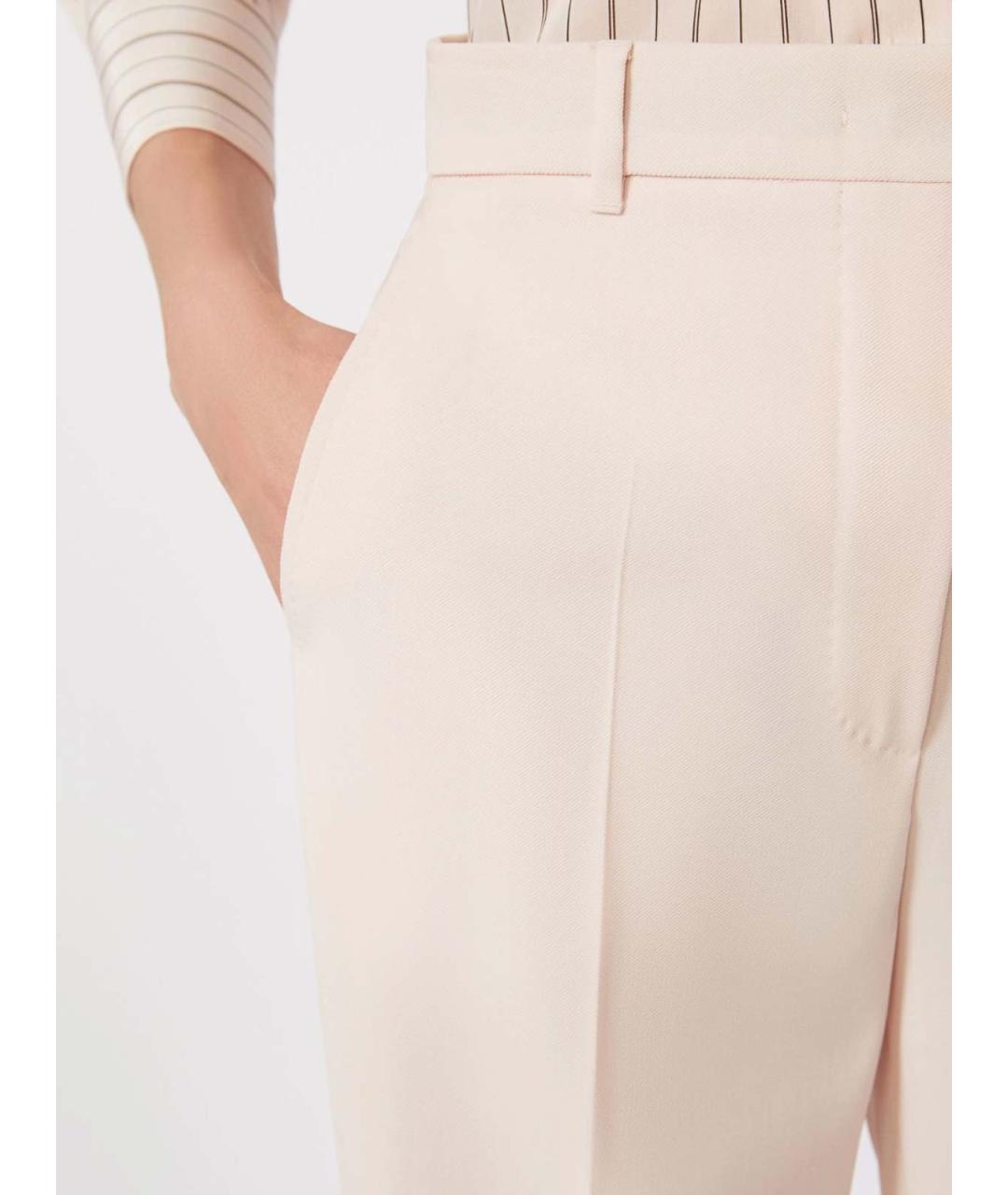 MAX MARA STUDIO Розовые шерстяные брюки широкие, фото 5