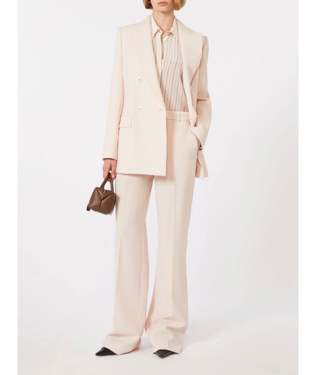 MAX MARA STUDIO Розовые шерстяные брюки широкие, фото 2