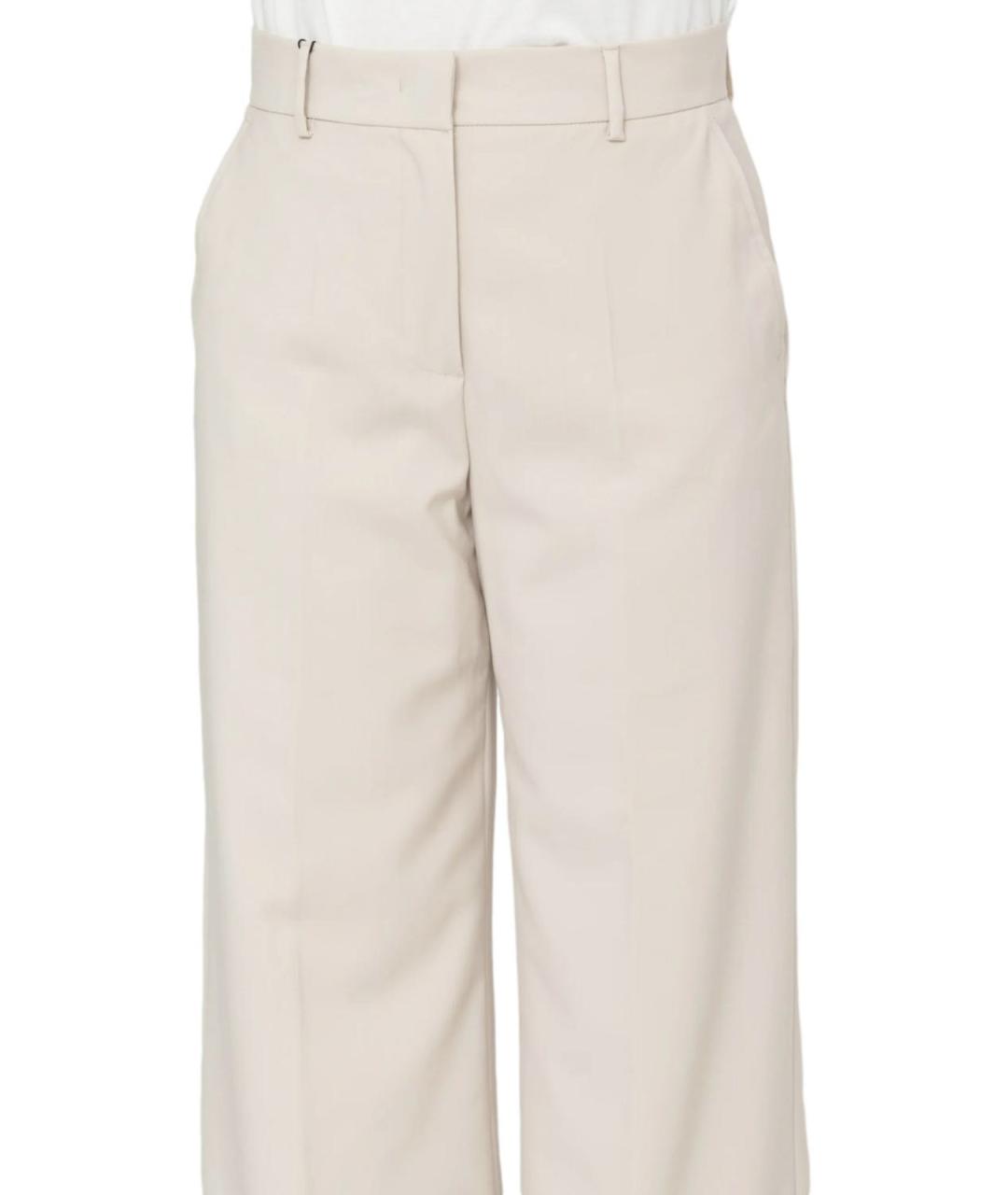 WEEKEND MAX MARA Бежевые шерстяные брюки широкие, фото 5