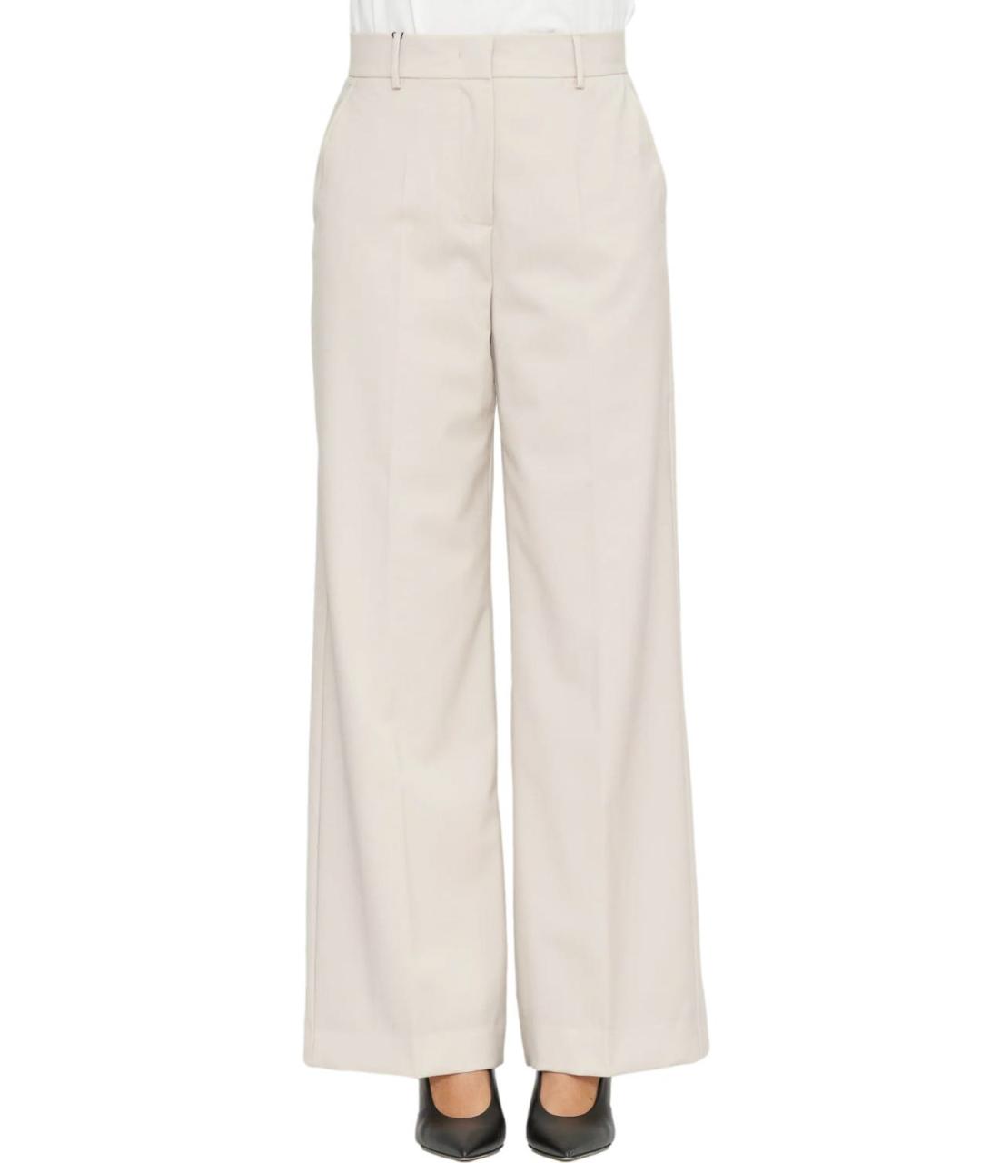 WEEKEND MAX MARA Бежевые шерстяные брюки широкие, фото 2