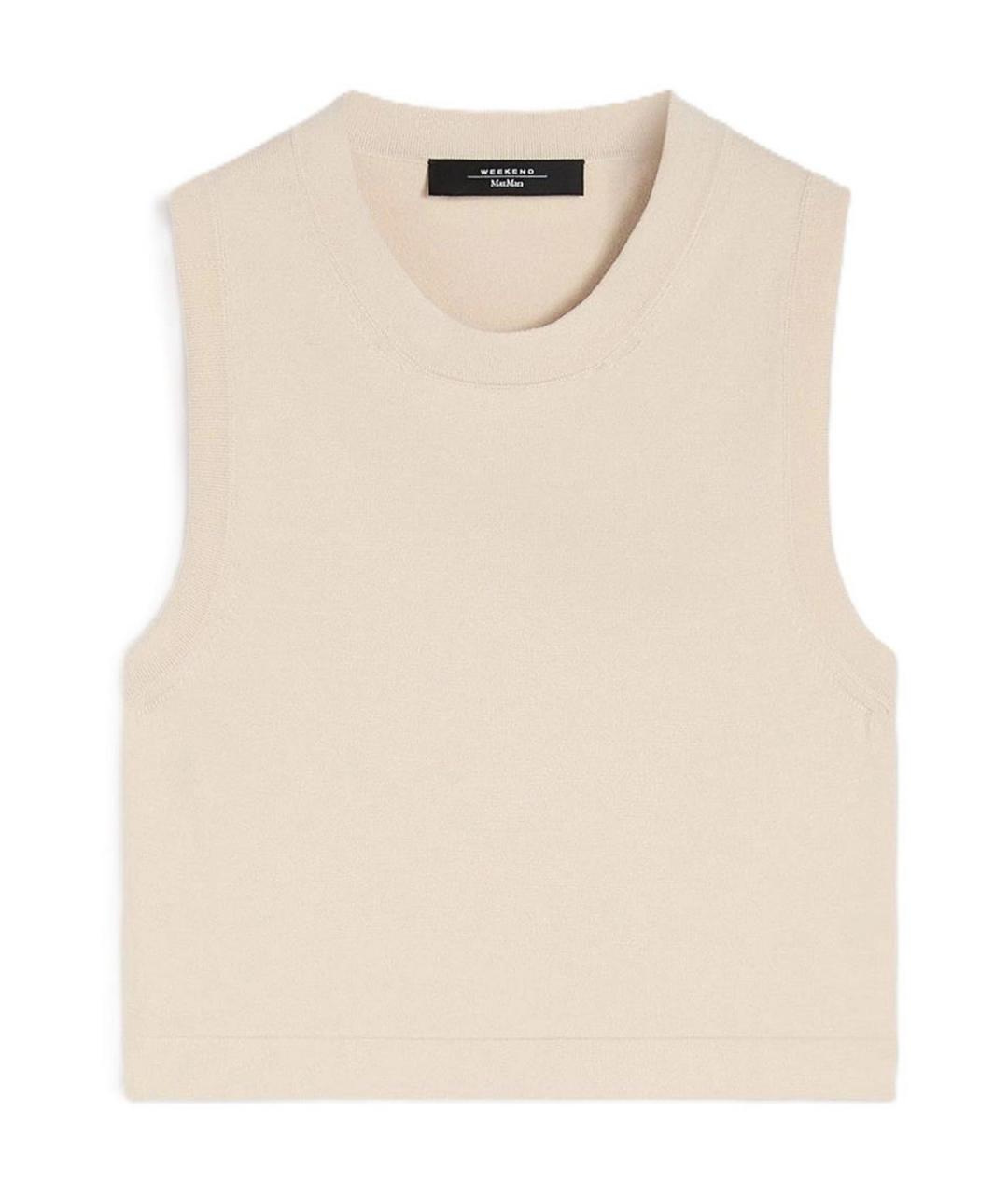 WEEKEND MAX MARA Бежевая вискозная майка, фото 1